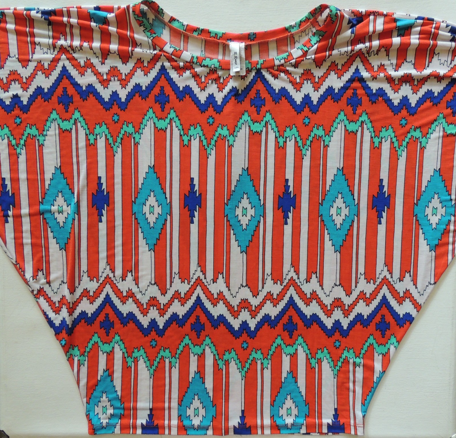 Vintage 80s Batwing Top: Tribal Print, Disco Party Shirt