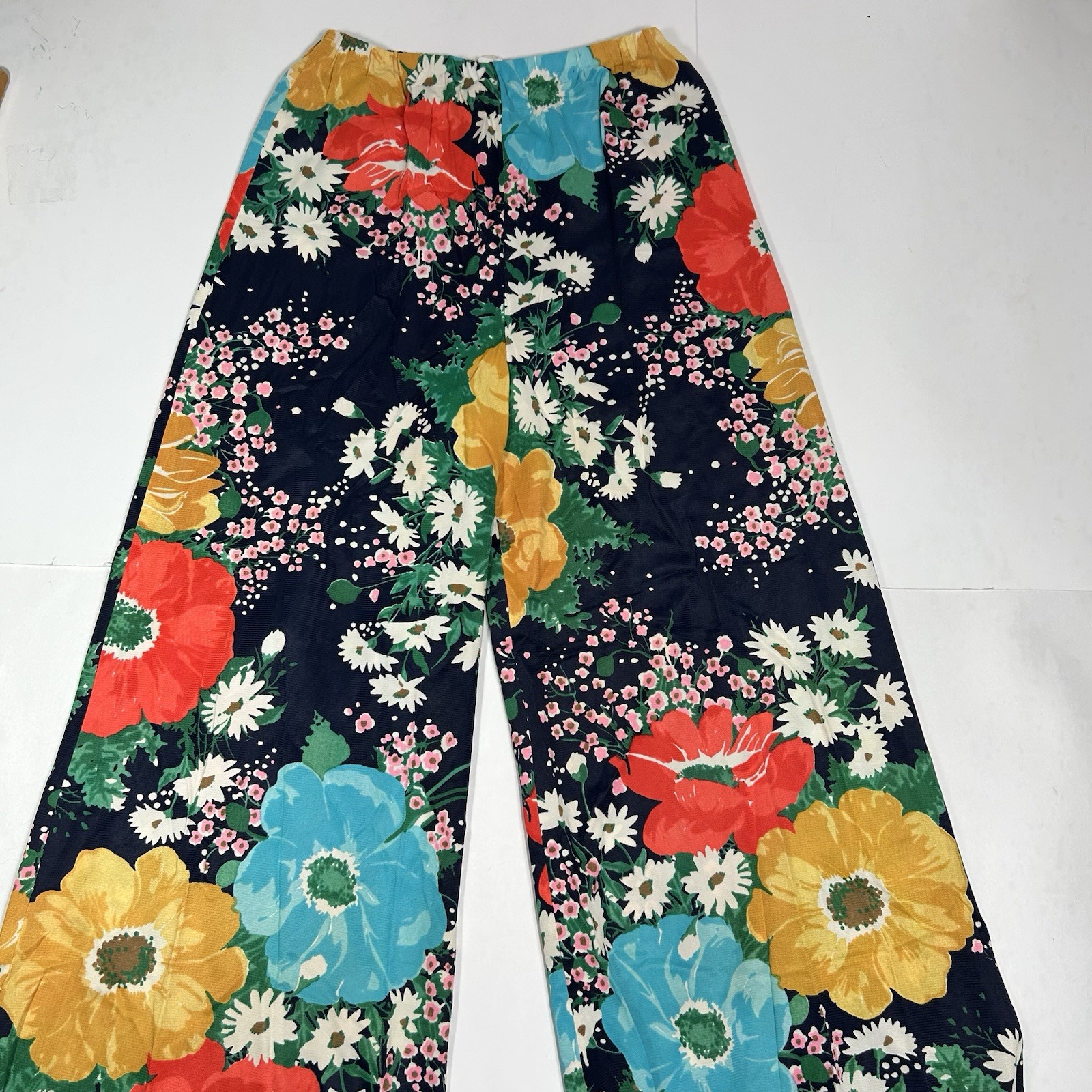 NWT Vtg 60s PARADE NY 2pc Set Multi Floral Button Up Top & Wide Leg Pants Sz 14