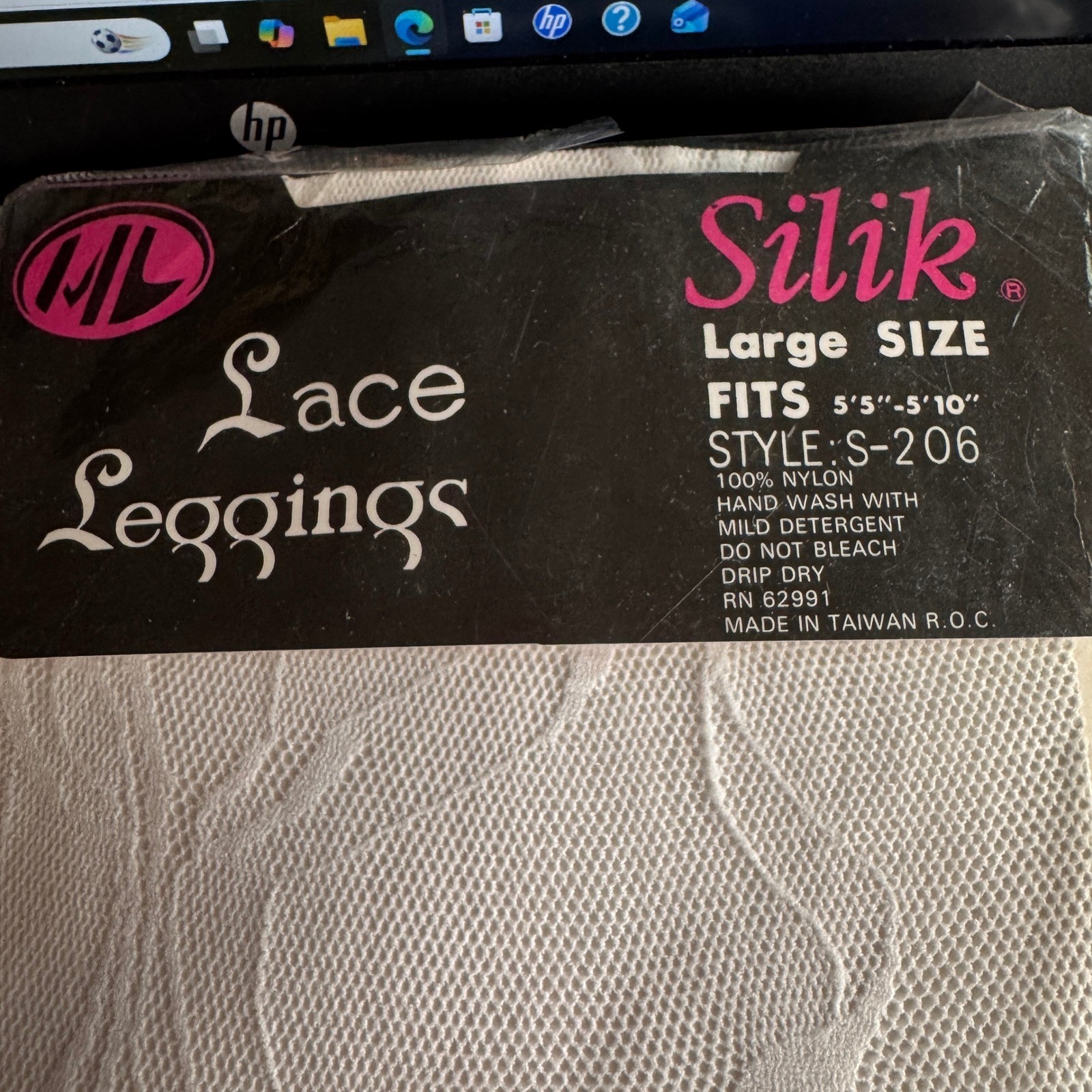 Vintage Silik Womens Lace Footless Tights Large White Floral Mesh Romantic 90s