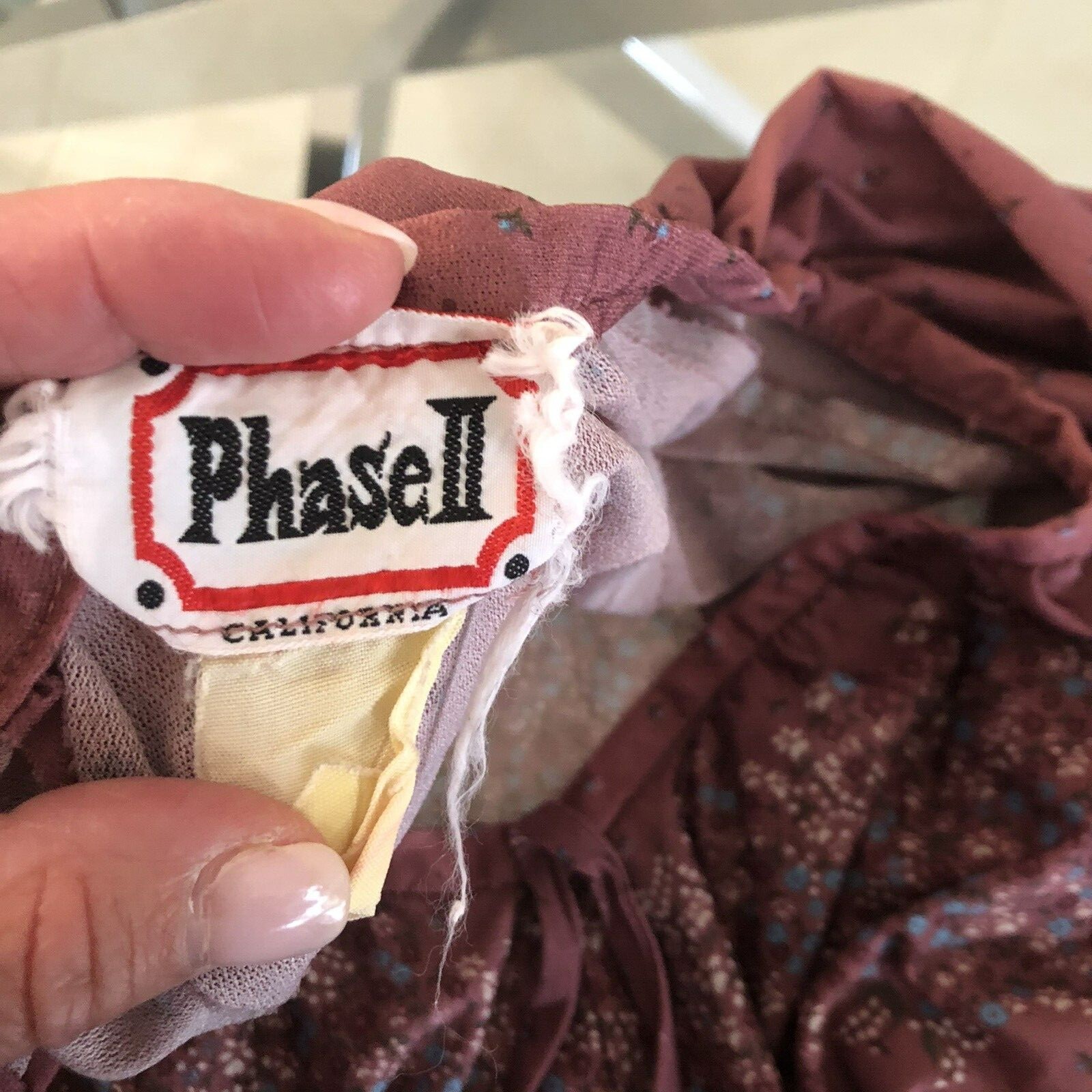 Vintage 70’s Phase II Prairie Cottage Core Rose Floral Dress See Measurements
