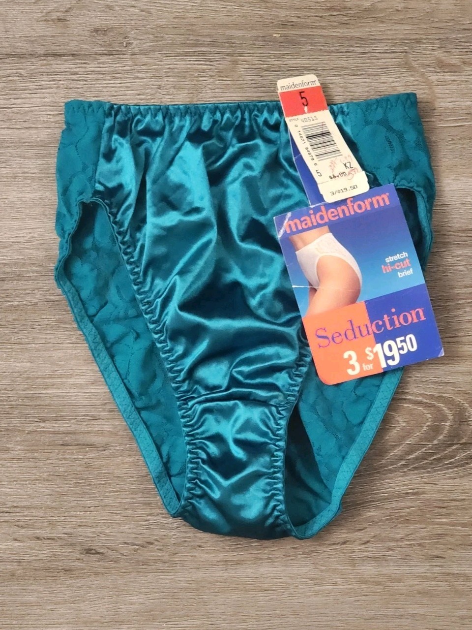 Maidenform NWT Vintage Seduction Satin Stretch High Cut Briefs Size 5/S