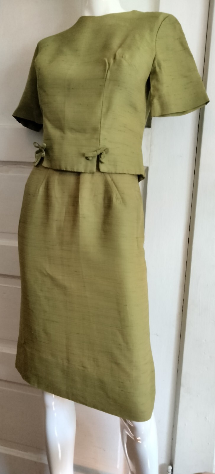 VTG 50’s Women’s Chartreuse 2 PC Dress Mad Men Rare Original Mid Century Modern