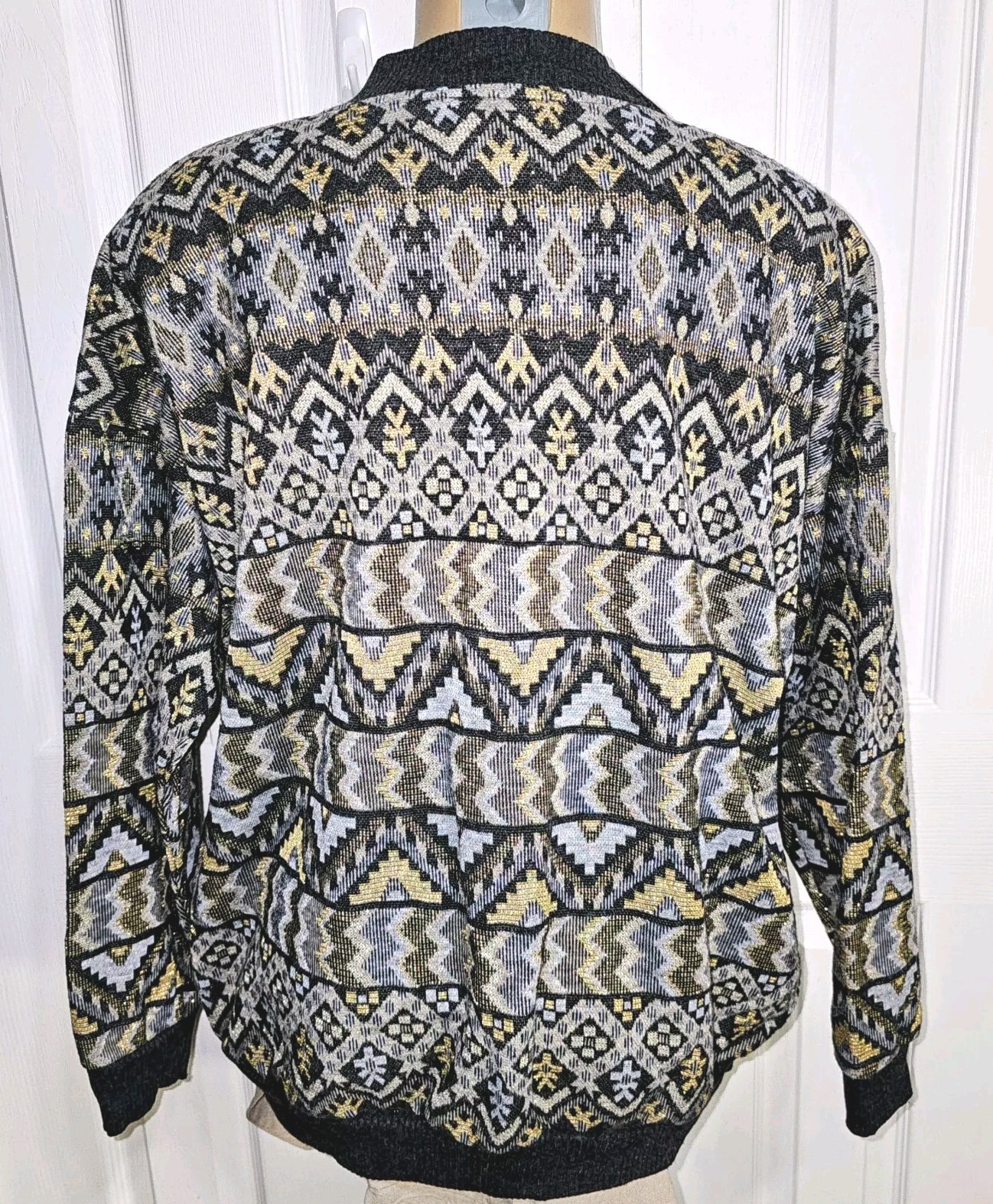 Periphery Kathleen Usherwood Nieman Marcus Vtg 80s Metallic Knit Zipper Top Sz L
