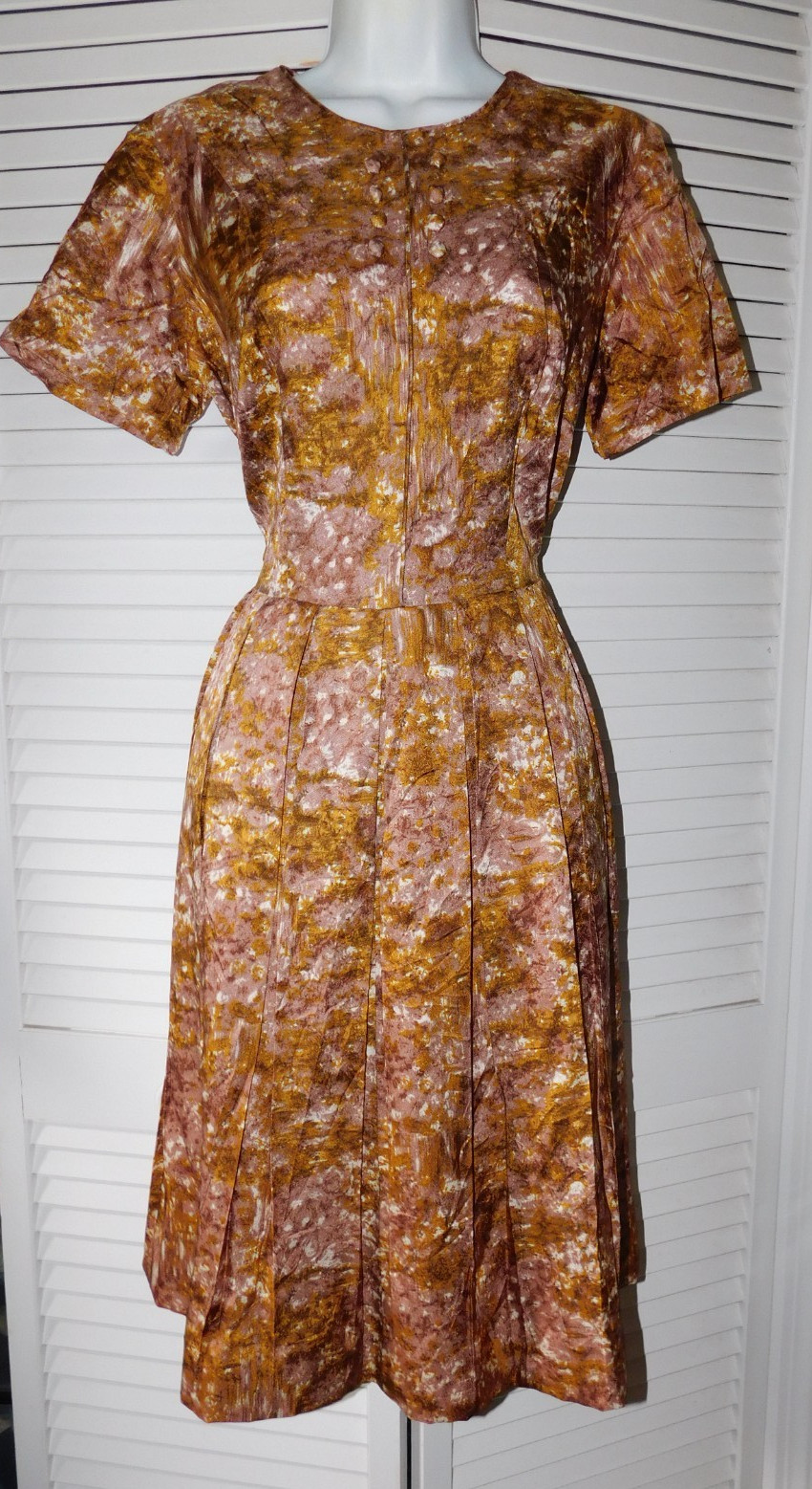 Unbranded Vintage 1960s Size S Multicolor Womens Rayon Handmade Zip back Dress