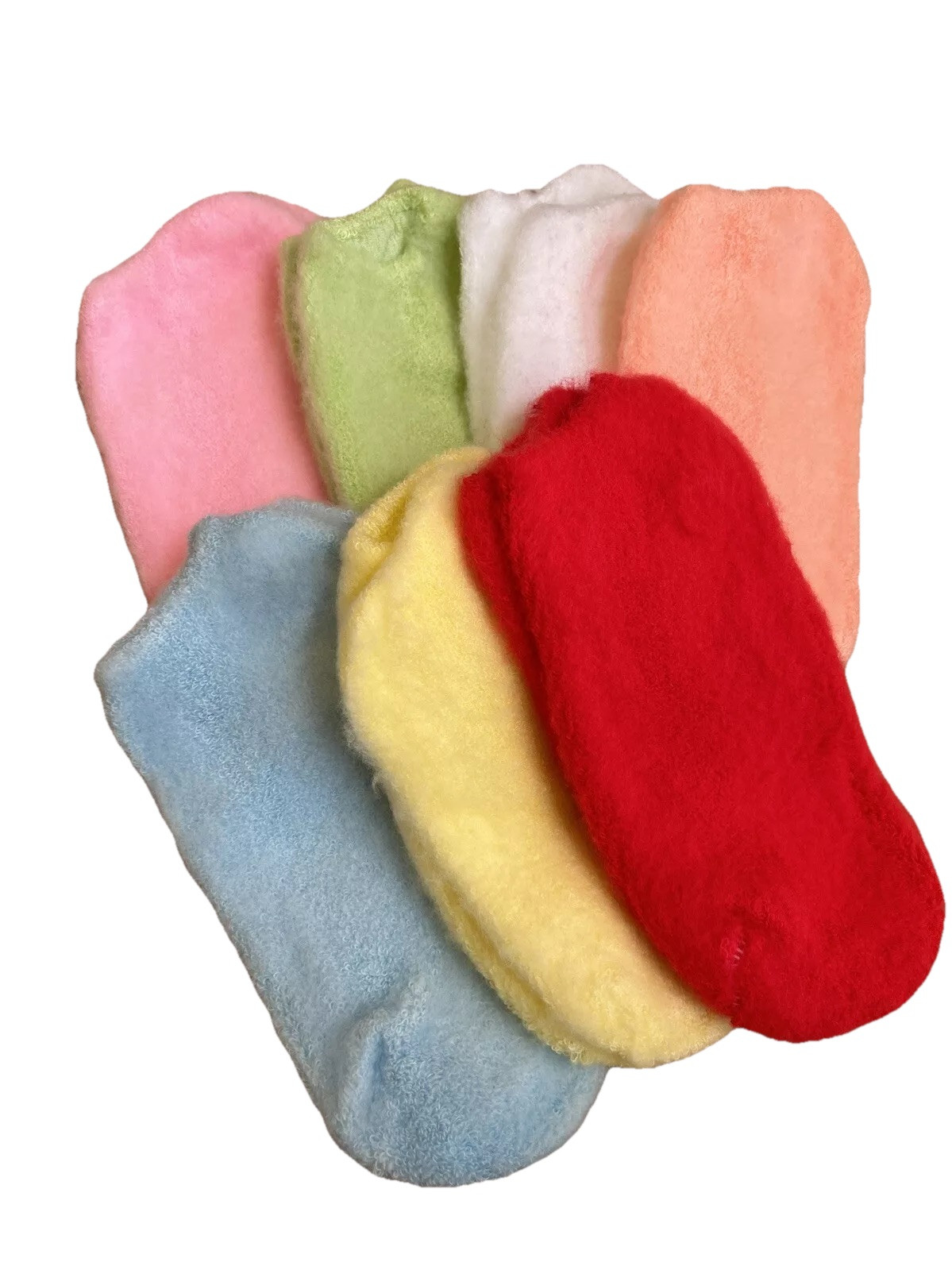 VTG Fuzzy Bootie Socks 7 Pack! Lot Acrylic Soft Booties Footy’s 80s 9’0s NOS.