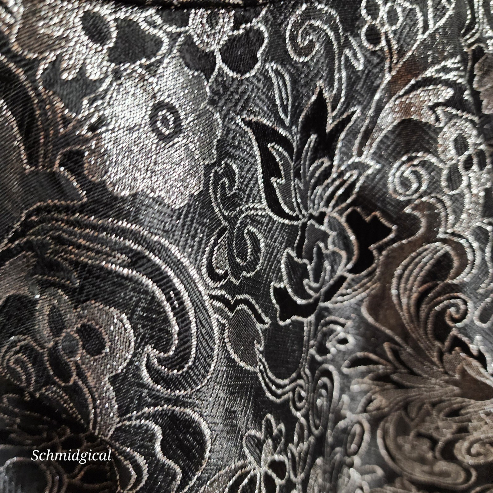Vintage Michaelangelo Silver Metallic Floral Brocade Halter Mock Neck Top 90s 12