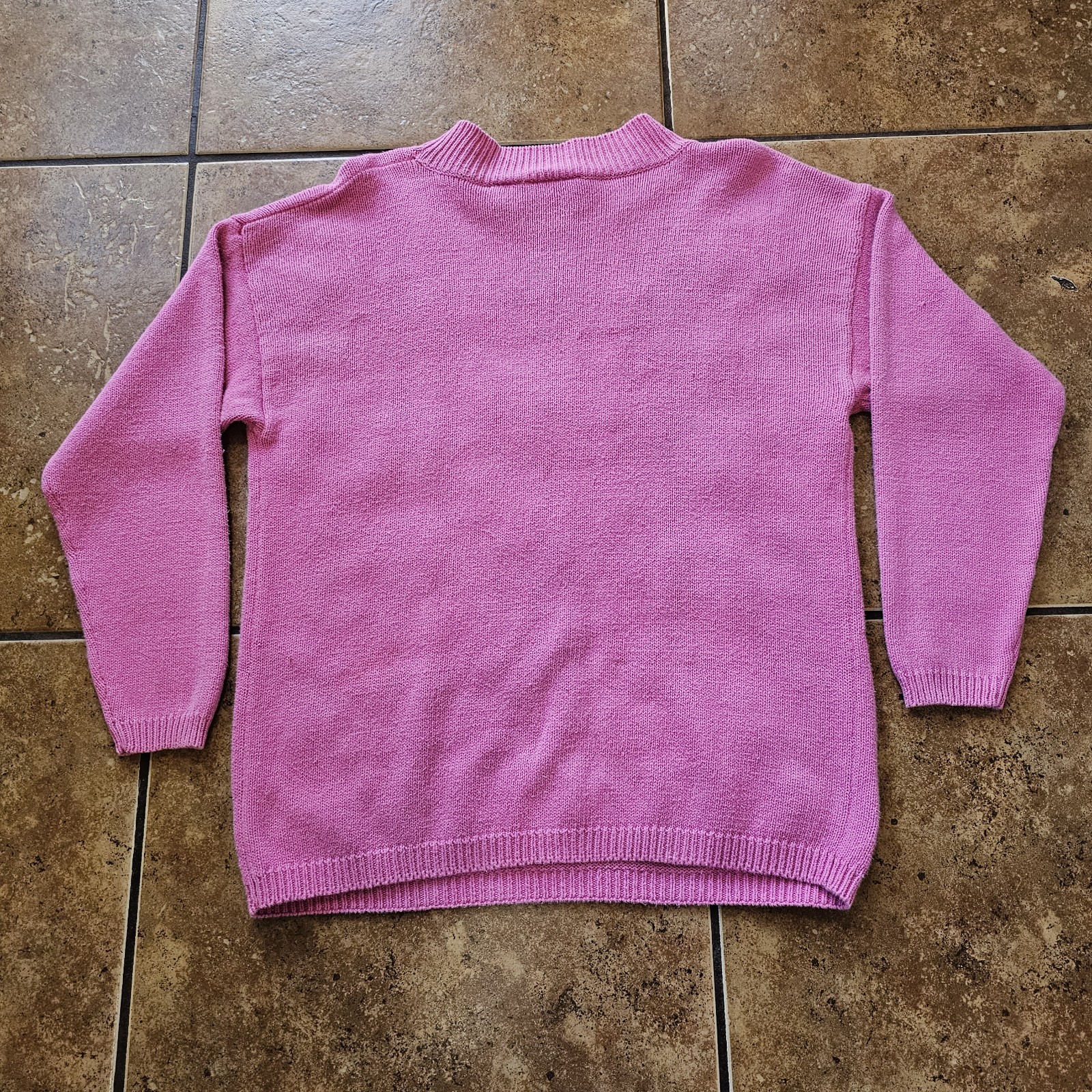 Vintage 90s Floral Knit Sweater Pink Purple Preview International Small Oversize
