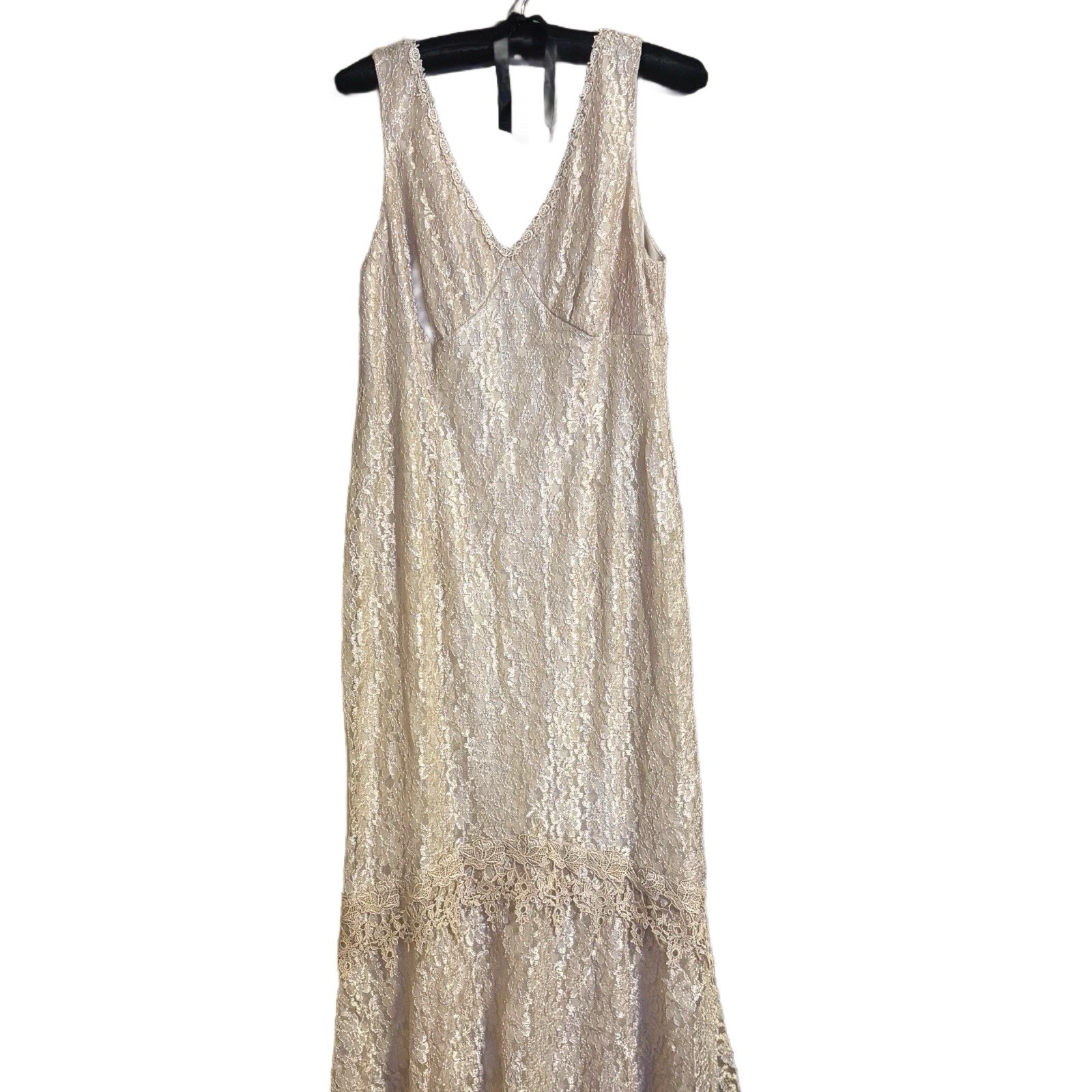 Vintage 😍 Lace S.L. Fashions Champagne Sleeveless Slip Maxi Dress 20” Across 12