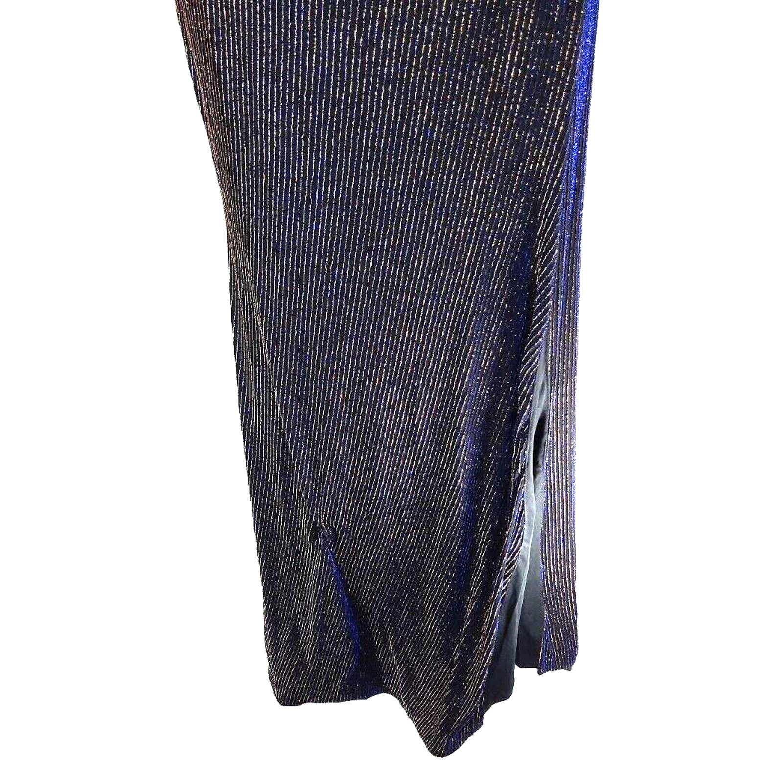 Vintage 90s Metallic Faux Wrap Maxi Dress Size 4 Black Blue Whimsigoth Event