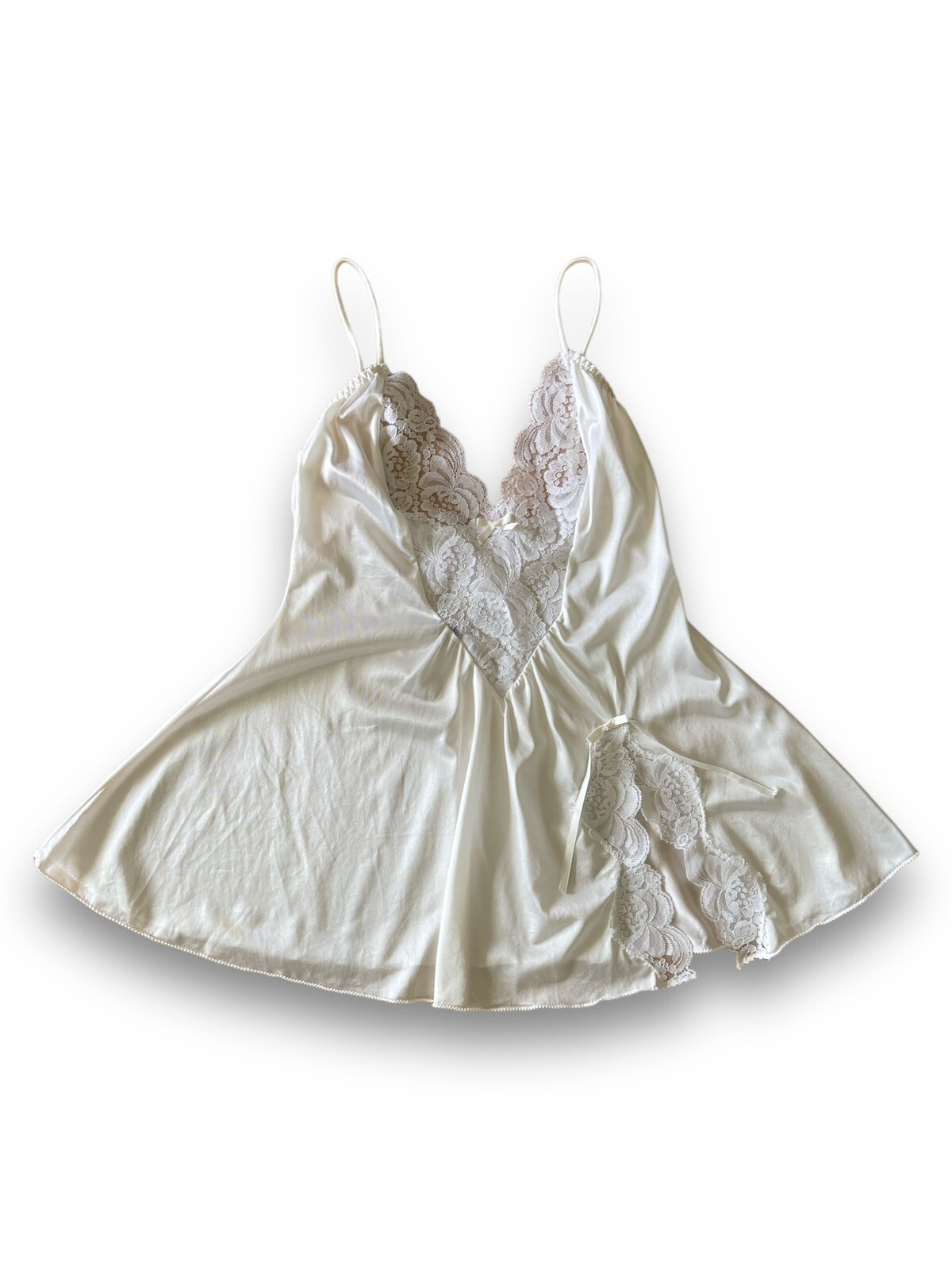 Vintage Darling Lingerie Semi Sheer Nylon Lace Slip Dress Size S Cottagecore