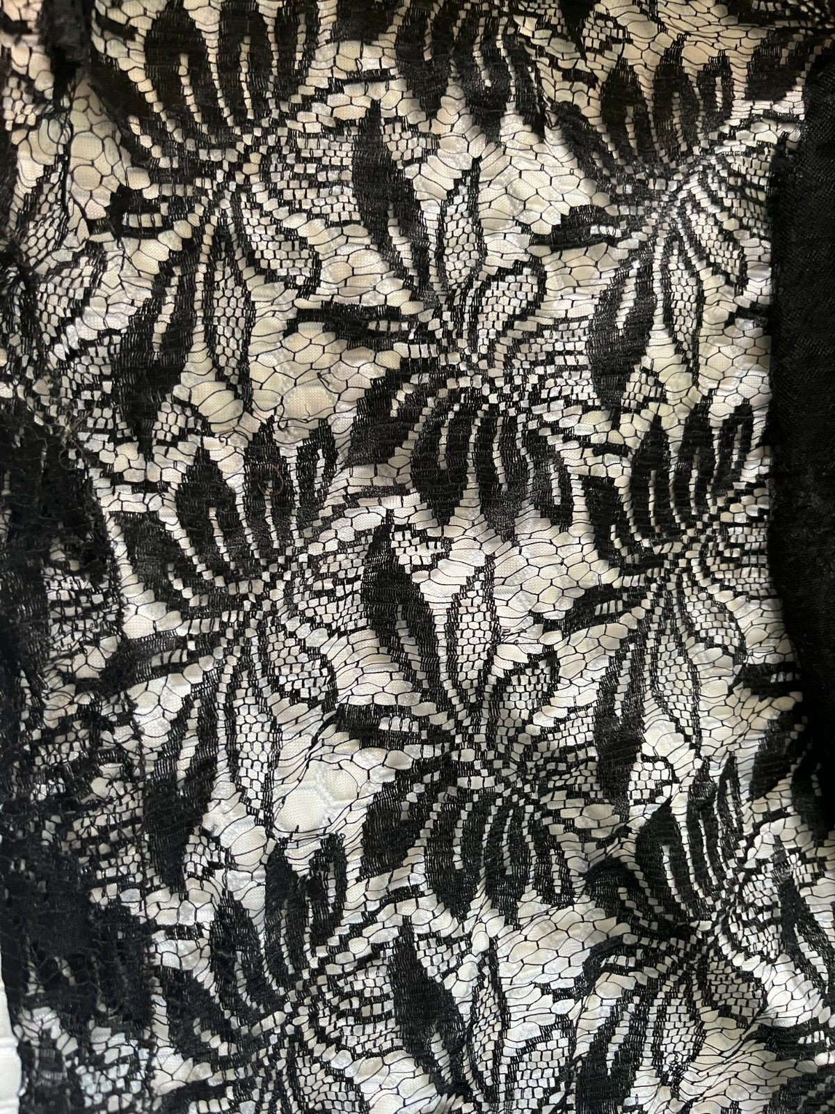1920’sFlapper Black Vintage Lace Over Dress Acanthus Leaves Design Large