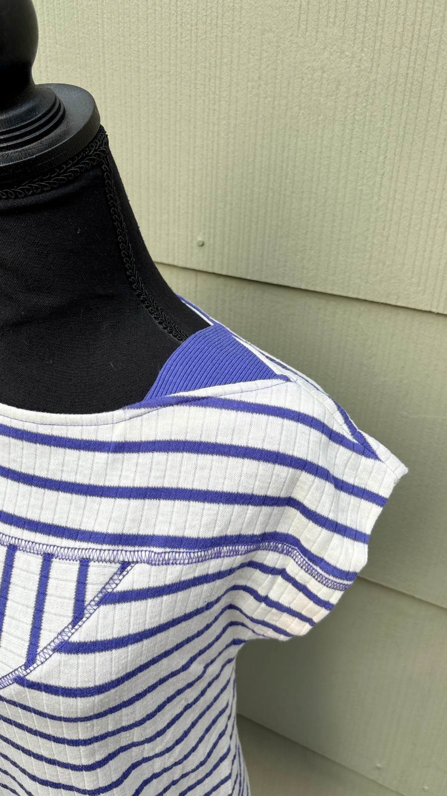 vtg 60s 70s Mod Nautical Geometric Striped Dolman Sleeve Bateau Cotton Knit Top