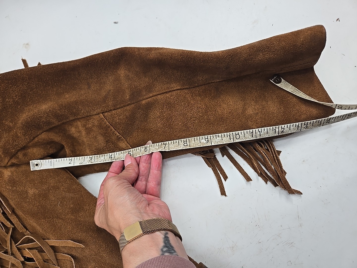 Vintage 1960s Pioneer Wear Brown Suede Fringe Jacket Coat Womens 16 Retro Cowboy