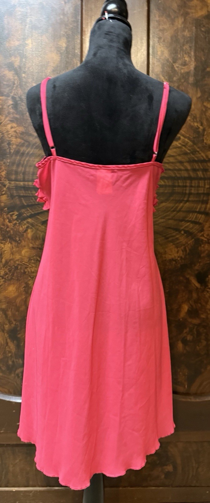 Vtg 90’s Undercover Wear Slip Dress Sz XL Chiffon Ruffles Nightgown Tomato Red