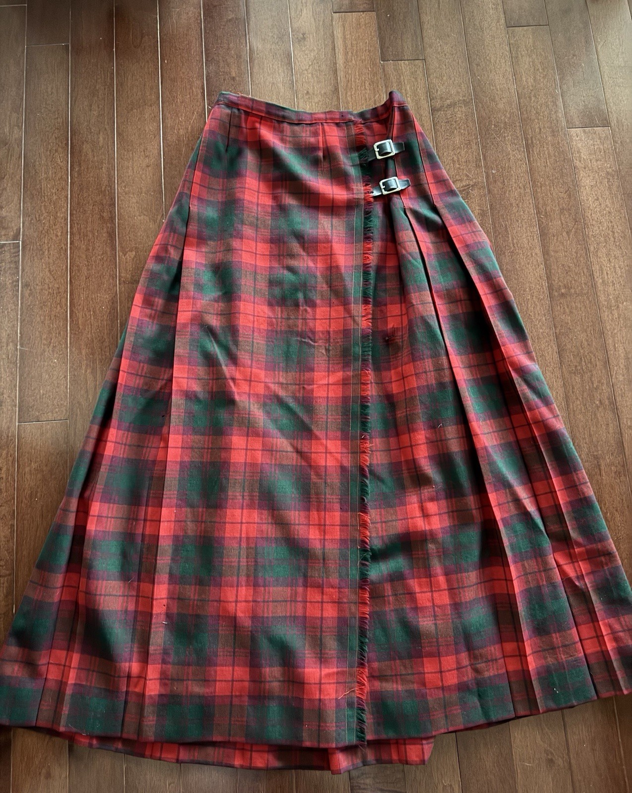 Vintage Florence Walsh Red Green Plaid Kilt Scottish Skirt No Size READ