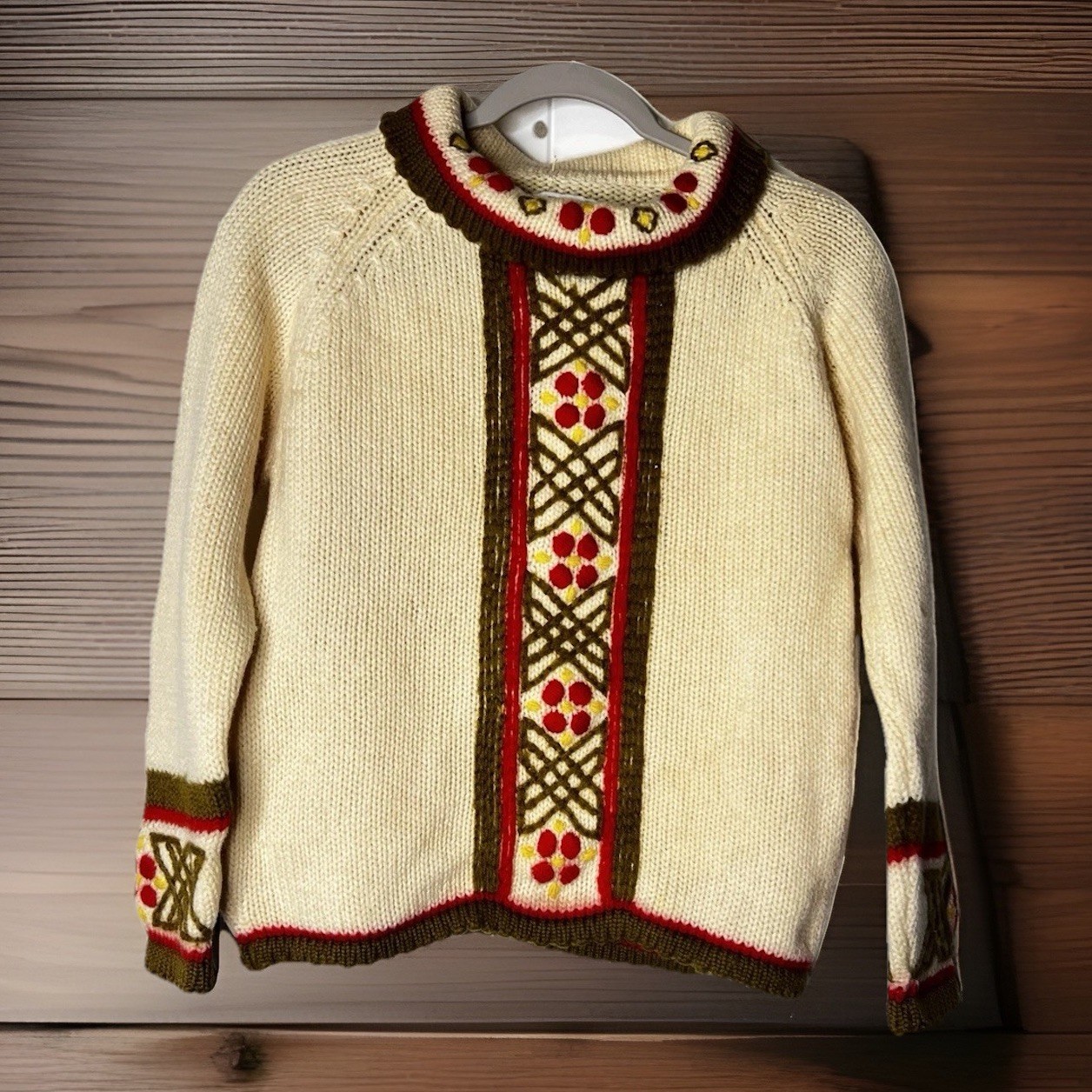 Vtg Tarri Handmade Wool Sweater British Crown Colony Boho Hippie Women’s