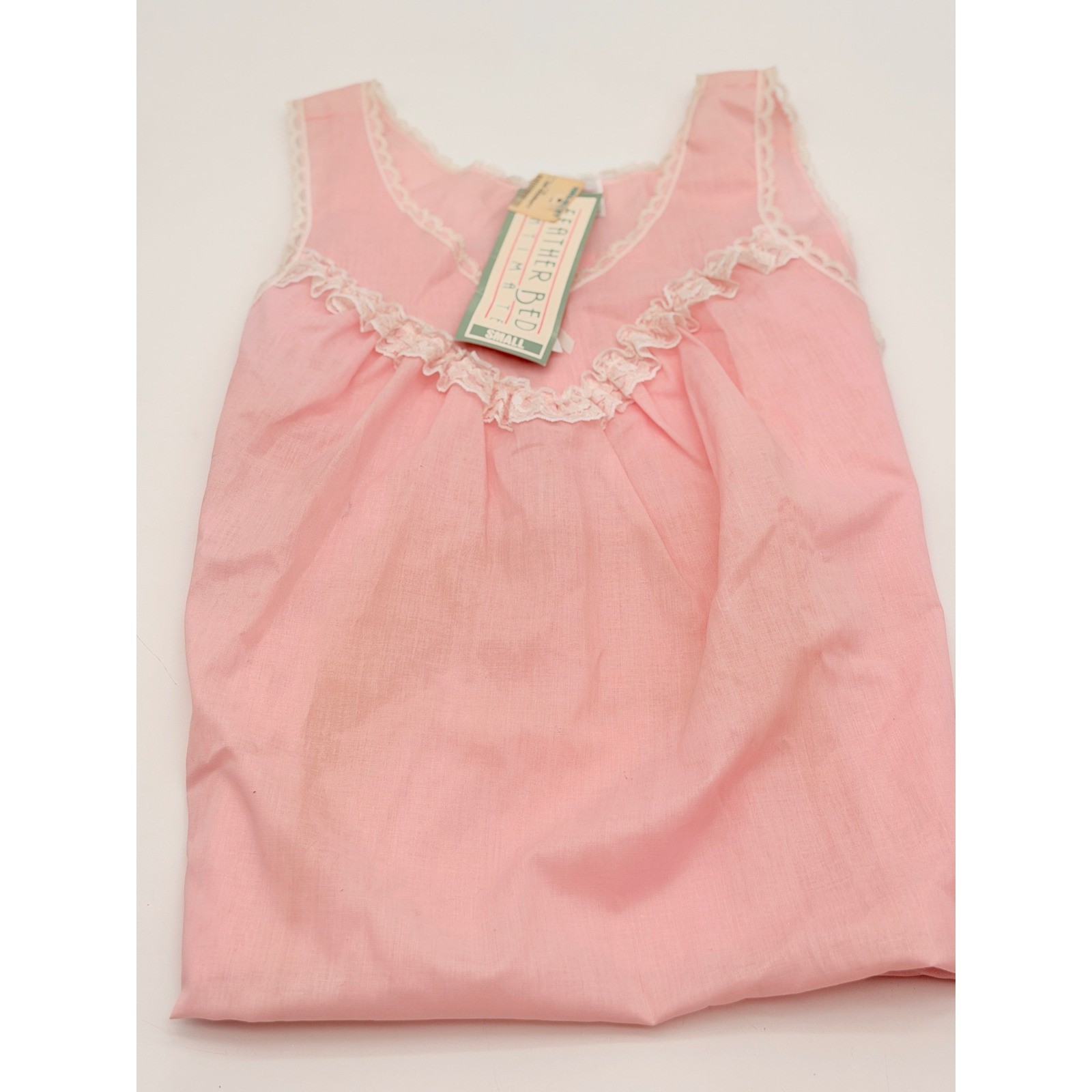 Vintage Feather Bed Intimate Pink Lace Sleeveless Nightgown Maxi Dress Small NWT