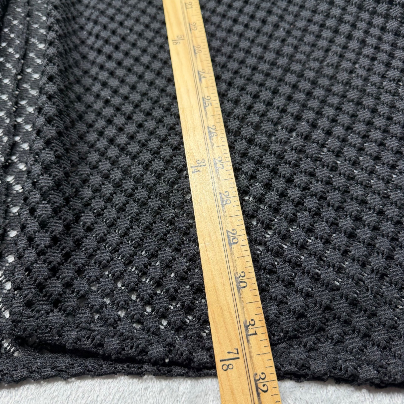 Vintage Slinky Brand Black Crochet Mesh Vest Sharkbite Hem Large 90s Boho Layer