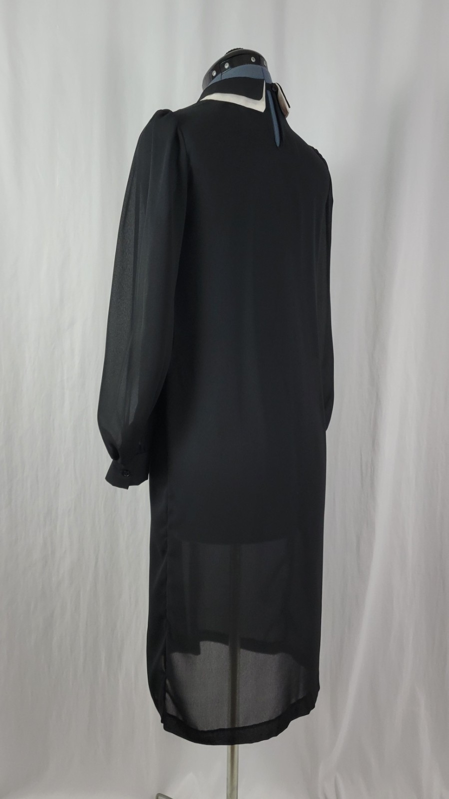 Vintage You Babes 2 Black Shift Dress w White Undercollar & Red Tie Size XS/S?
