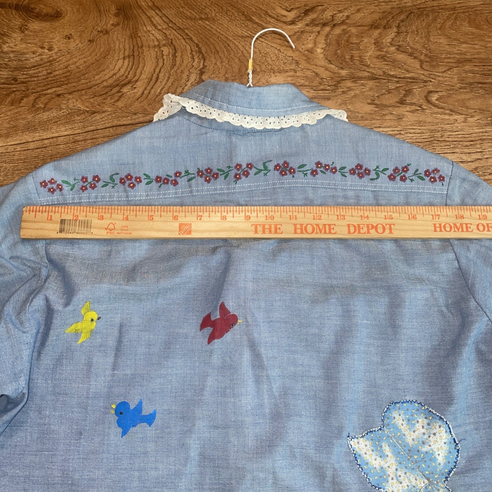 VTG BIG MAC Shirt Hand Painted 70s Long Sleeve Button Up Woman Size XL