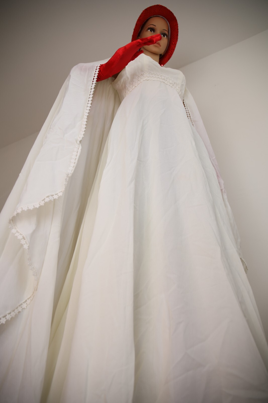 Rare Vintage Bridal Dress 1960’s Maggy Rouff Paris Couture Mod🌿Gown Cape