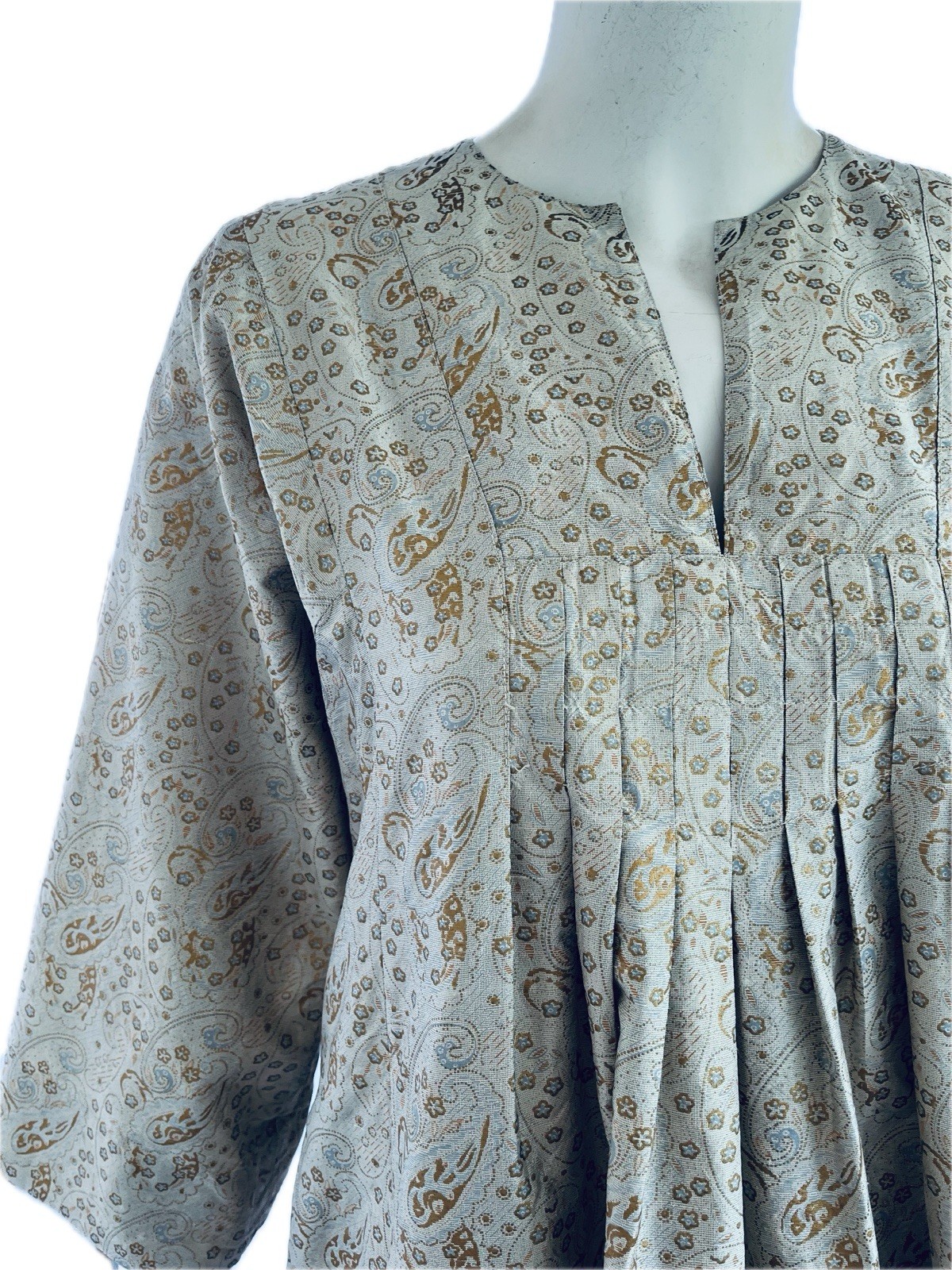Vintage Jim Thompson Thai Silk Caftan 1970s Kaftan Dress w /Pockets Size Large