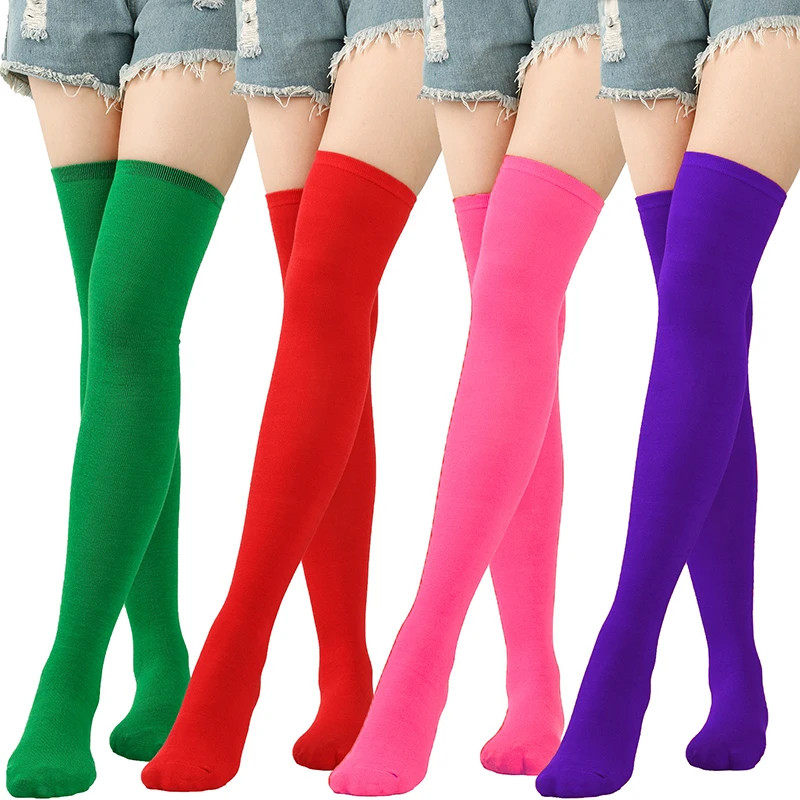 Over-knee Socks for Women New Christmas Stockings Red Green Yellow Stockings