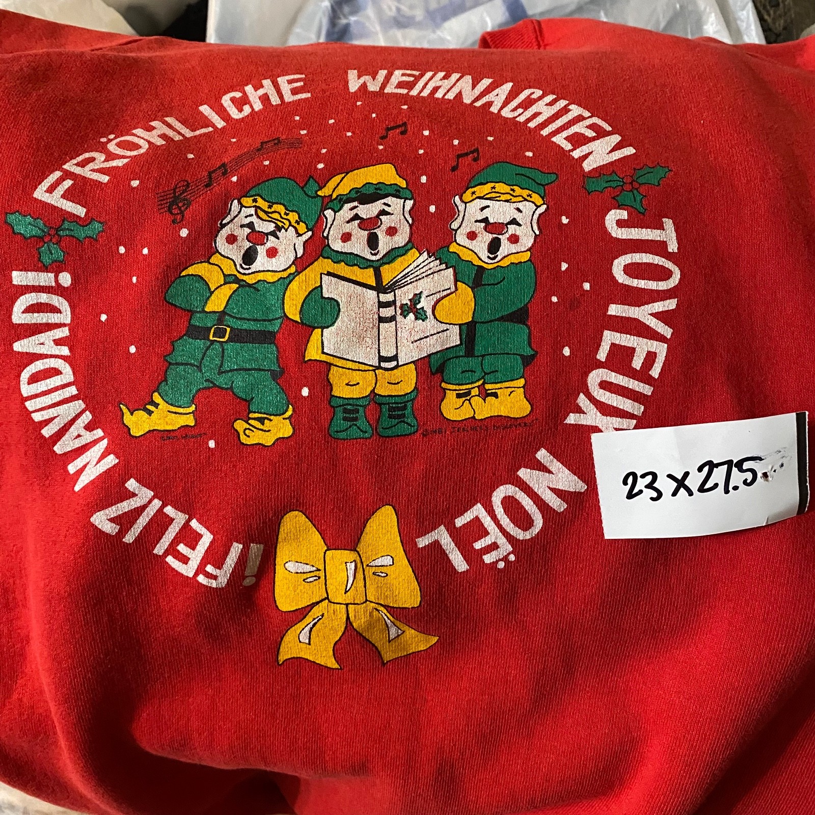 Vintage 80s/90s Ugly Christmas Sweater Size XL Feliz Navidad International Song