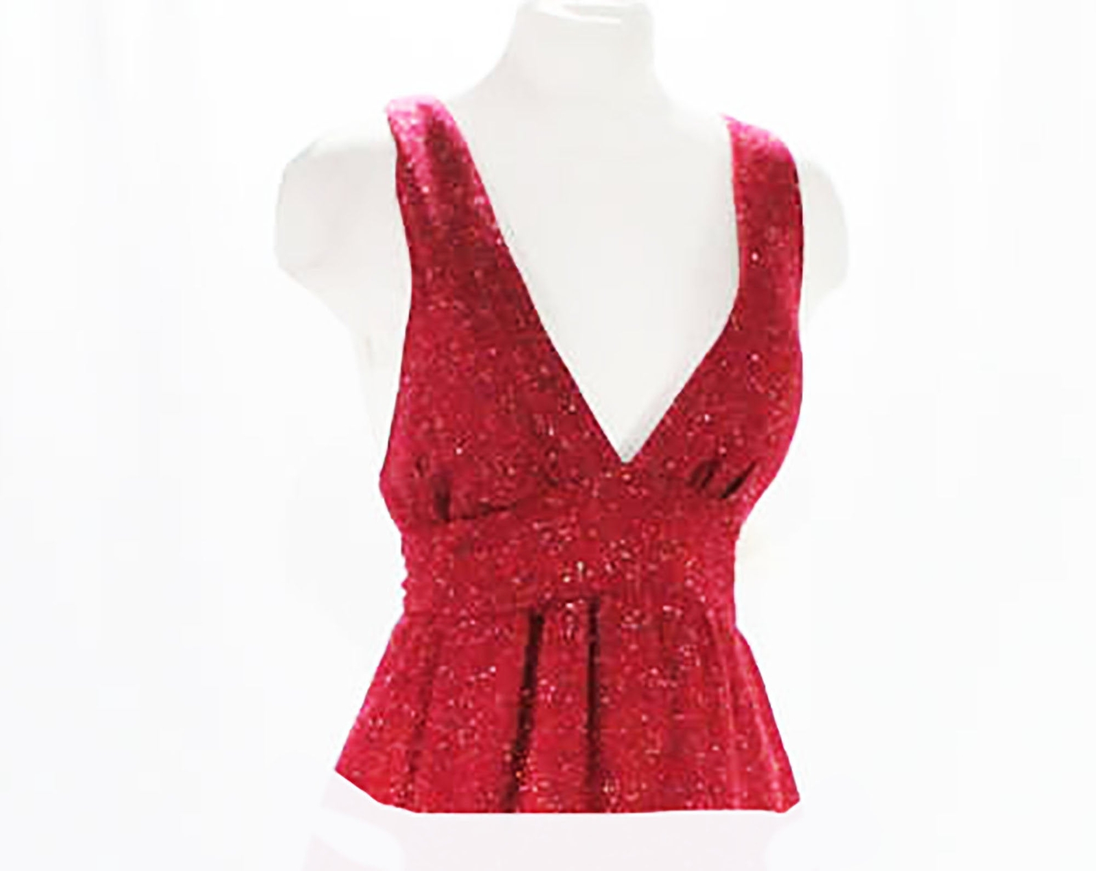 Size 8 Tweed Bodice with Plunge V Neck – 1970s Maroon Flecked Sleeveless Top