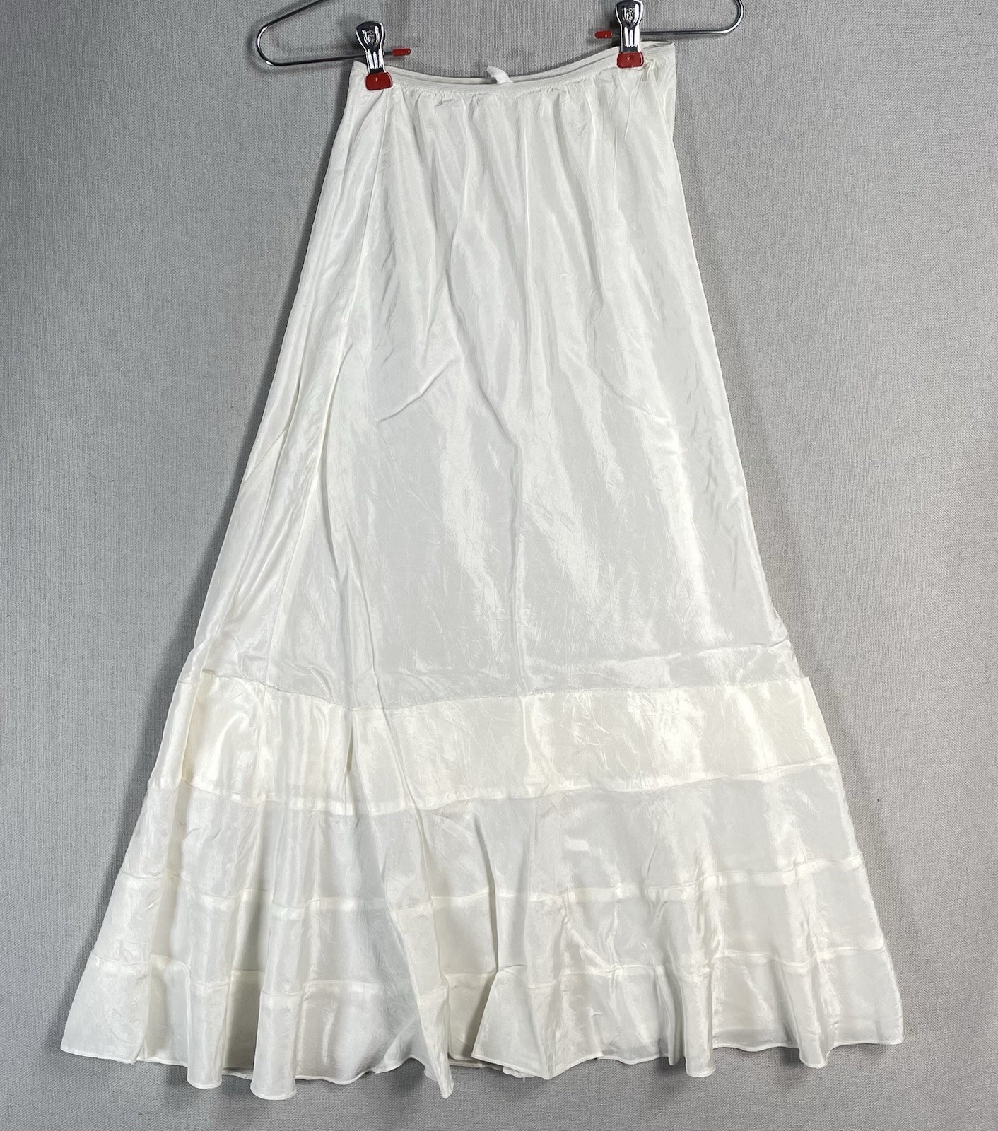 VINTAGE 40s Tiered Petticoat Womens Size Small XS Rayon White