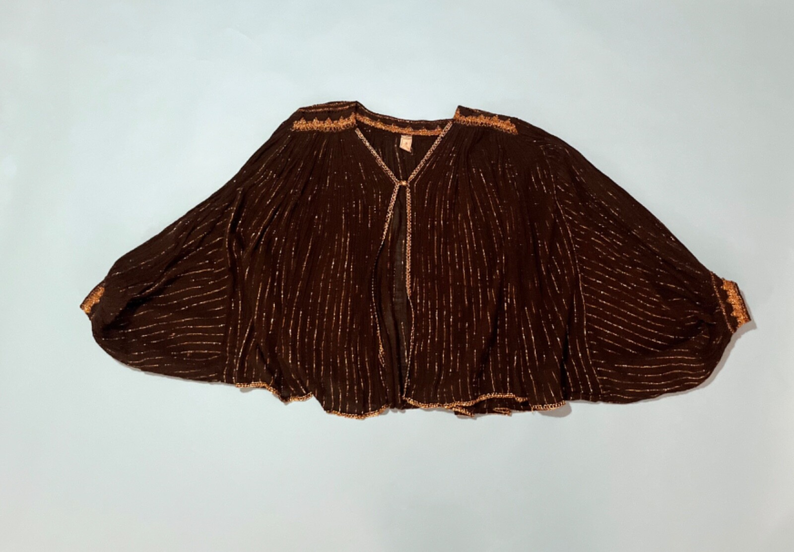 Vintage 70s Black & Gold Lamé Batwing Cover-Up/Capelet