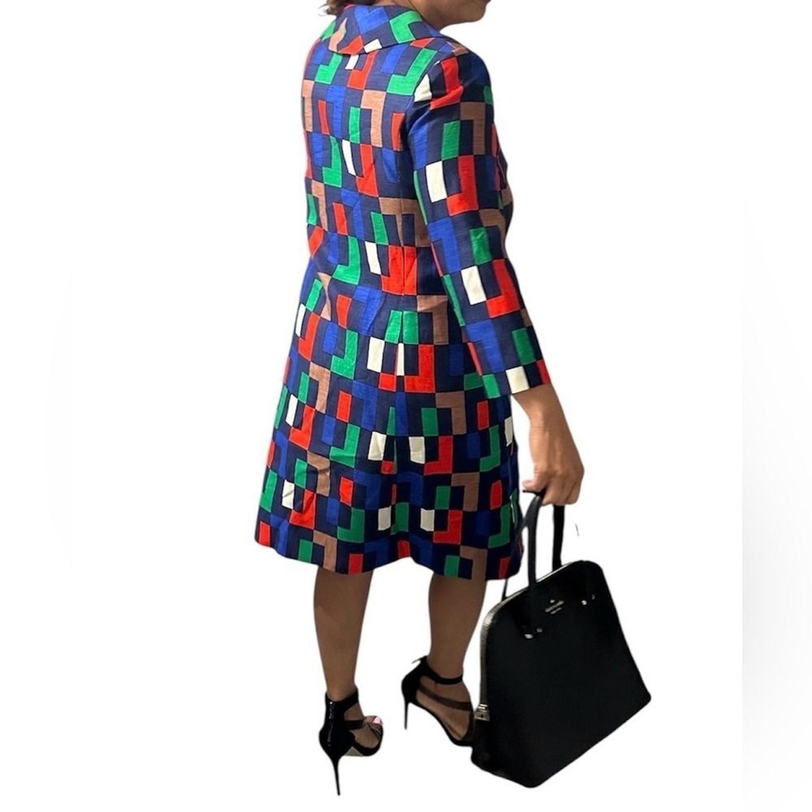 Milly of New York Silk Blend Colorful Block Pattern Trench Coat/Dress Size 4