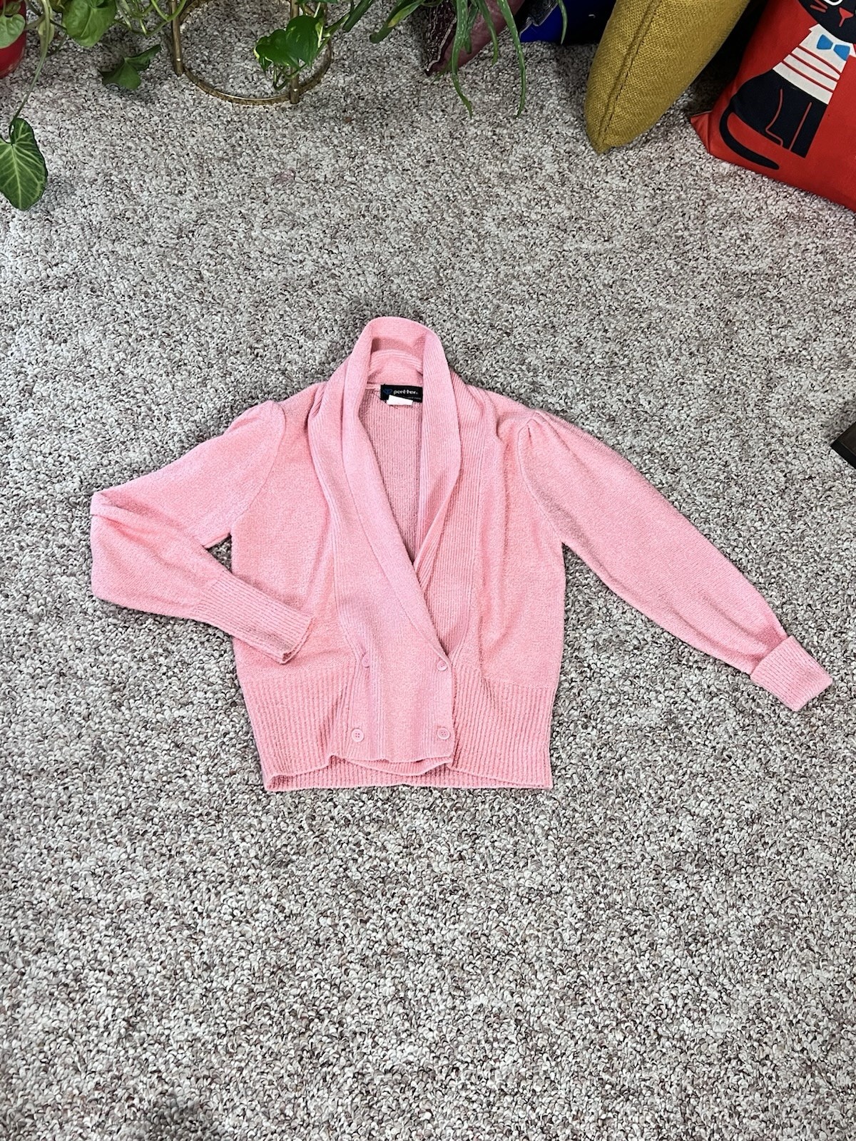 VTG 80s Does 50s Cotton Candy Pink Cowl Neck Sweater Medium