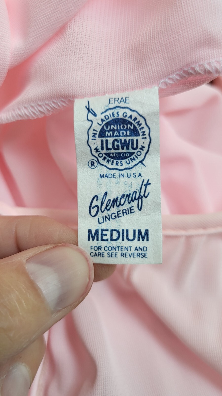 Vintage GLENCRAFT Pink Nylon Long Nightgown Nightie Lace Trim – Size M