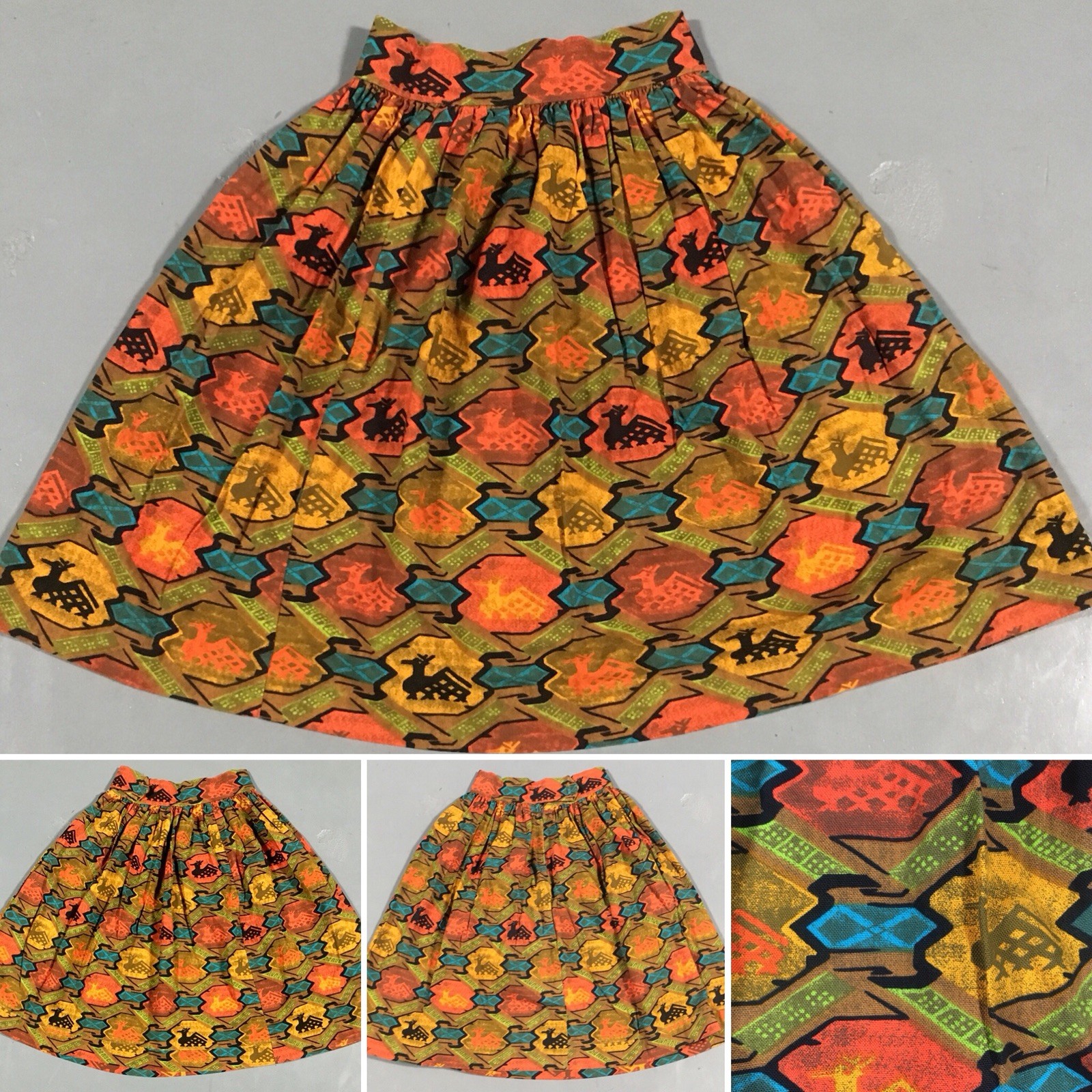Vintage Skirt ELITE Metal Zipper 50s 1950s 26 1/2” Waist South American Print?