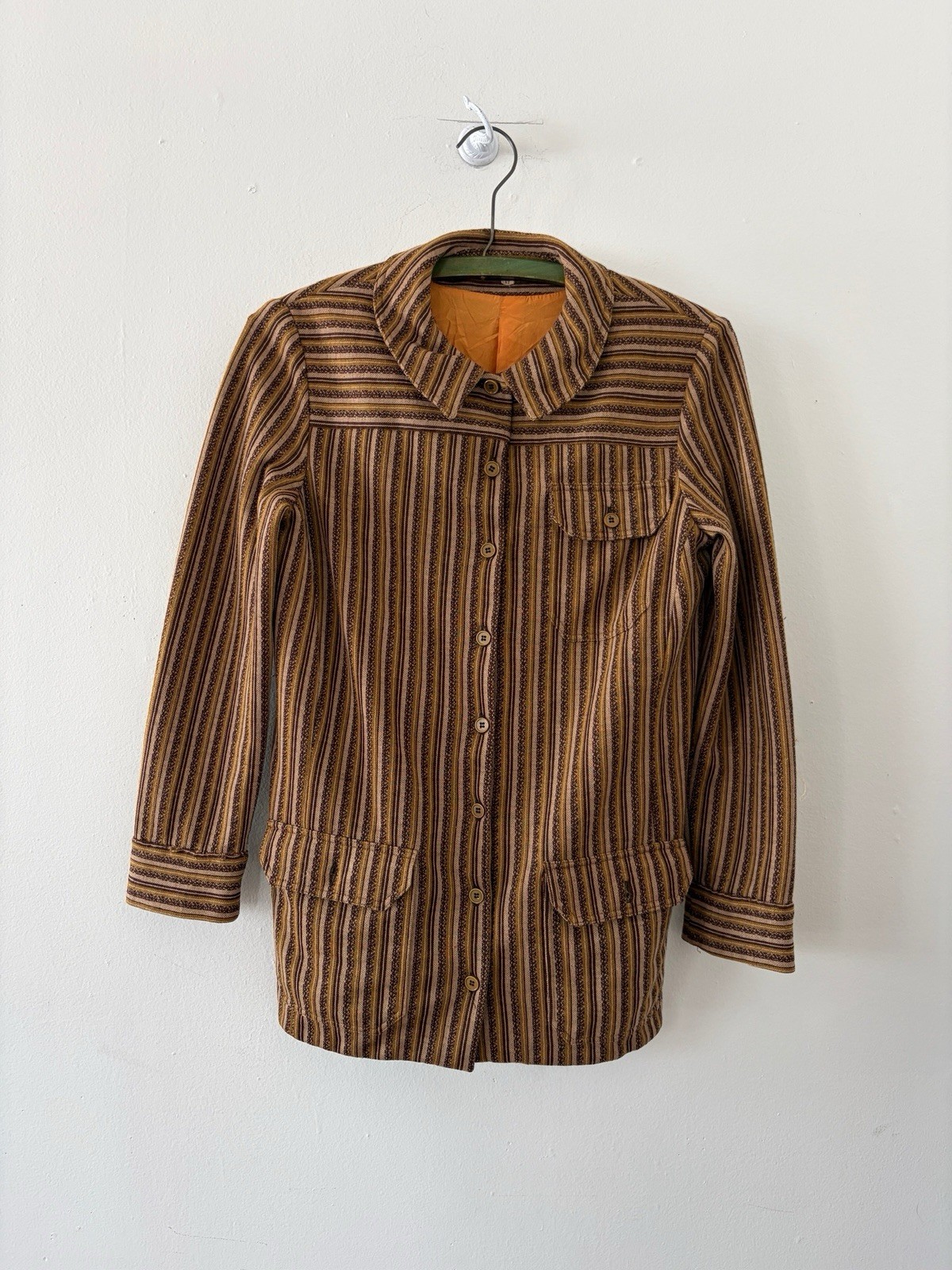 Vintage 70s 60s Cacharel Jacquard Utility Shirt Jacket And Wide Flared Trouser S