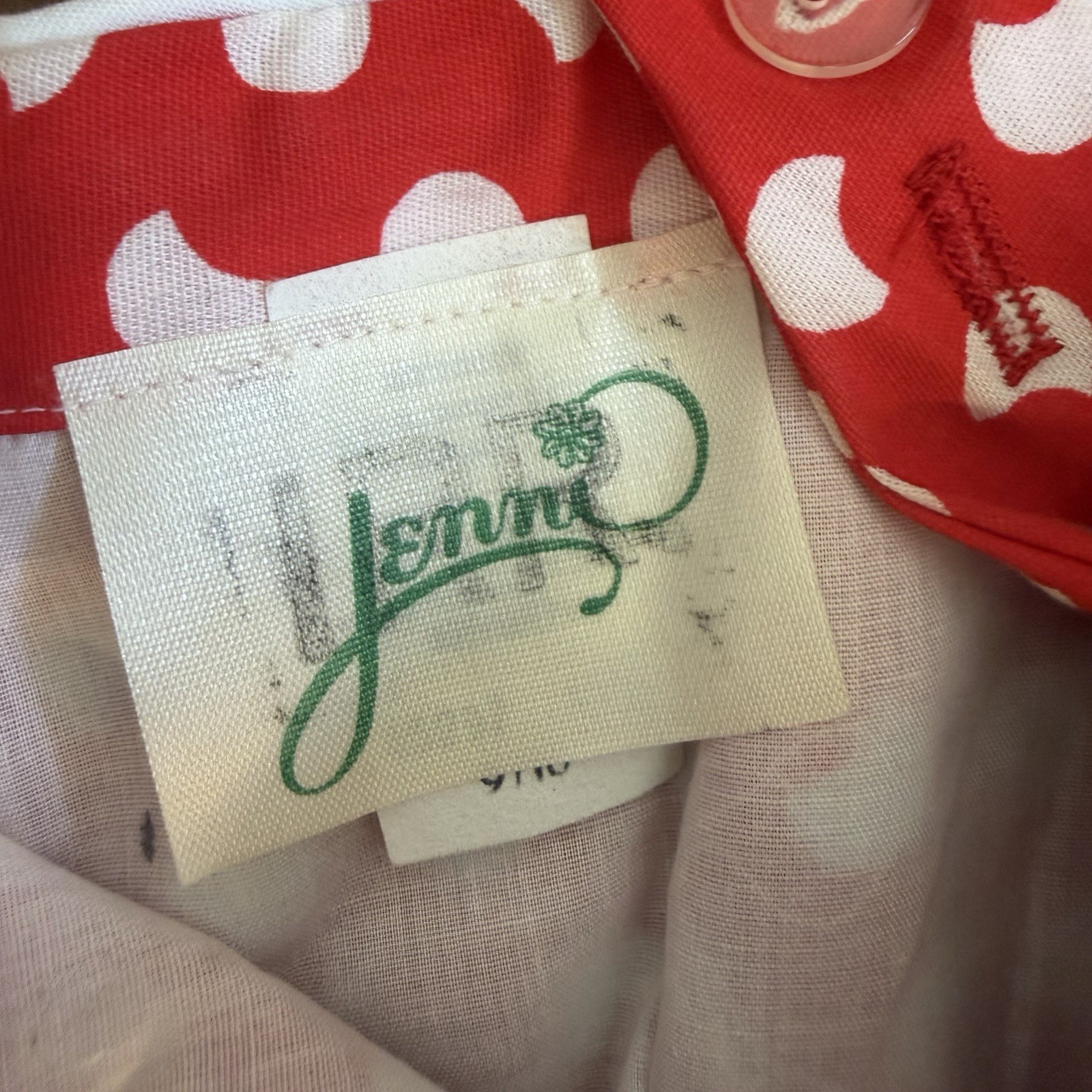 Vintage 70s Jenni Dress 9/10 Red White Floral Fit Flare Rocability Retro Pin-up