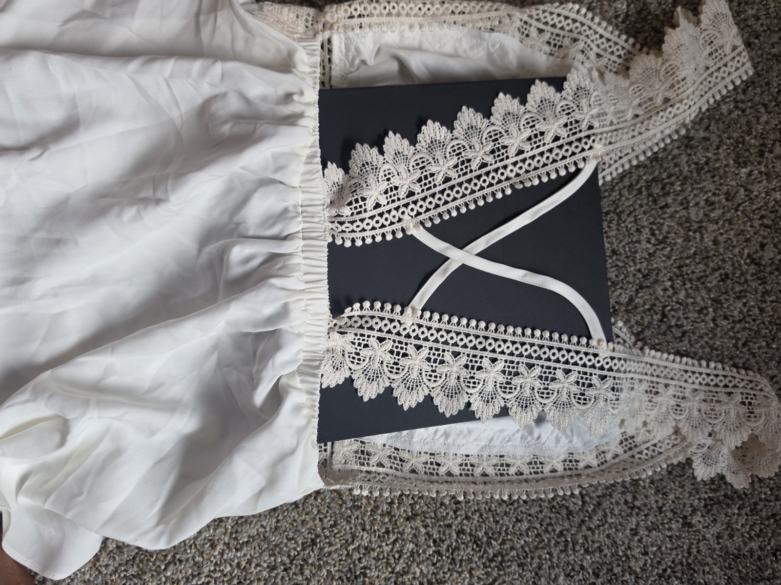 Flora Nikrooz White Lace Trim Slip, XS Regular, Rayon/Polyester/Spandex