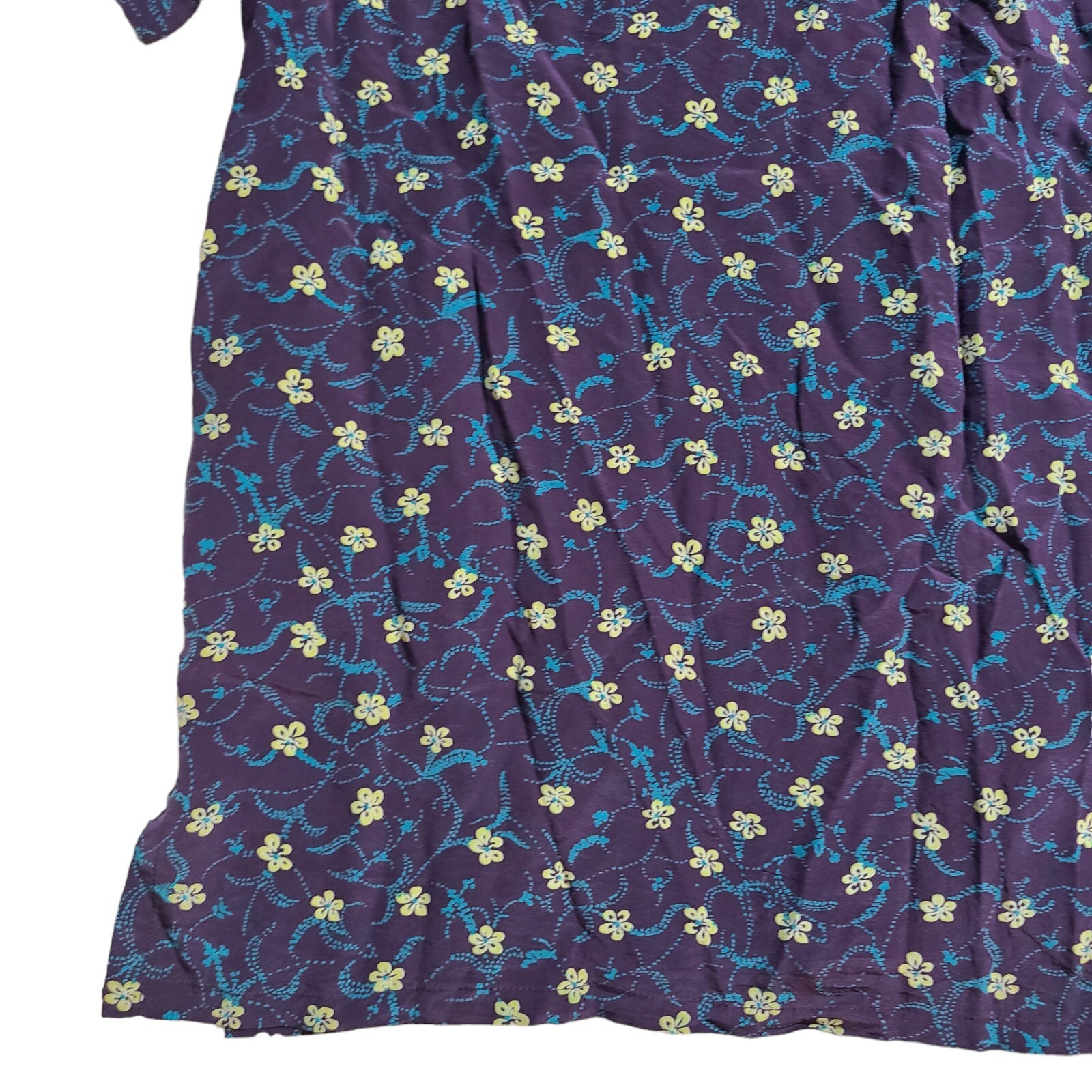 Vintage Amanda Smith Pure Silk Purple Blue Yellow Flowal Shirt Size 14