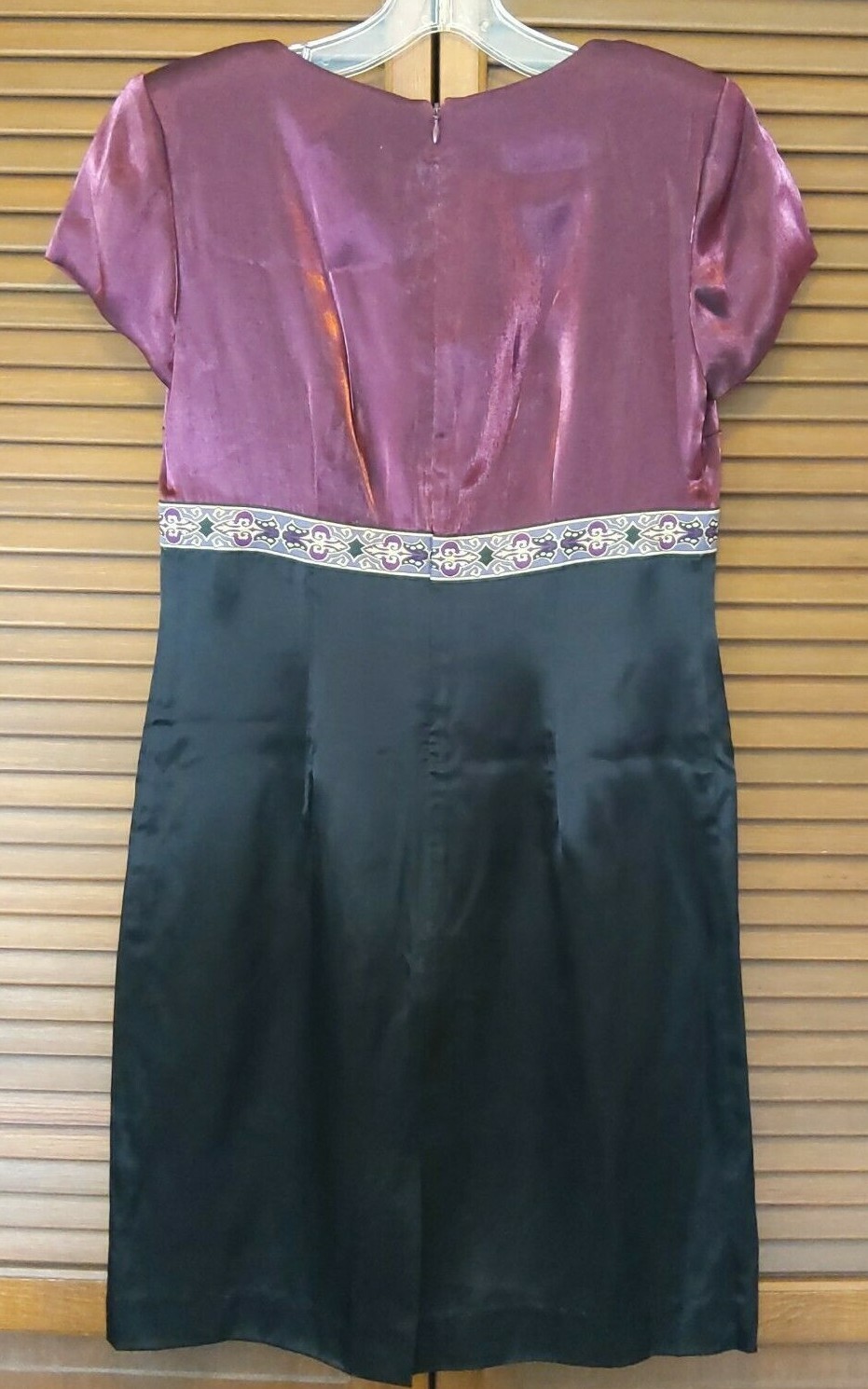 Vintage Taurus II Shimmery Rose Black Empire Waist Lined Dress Size 8 Petite