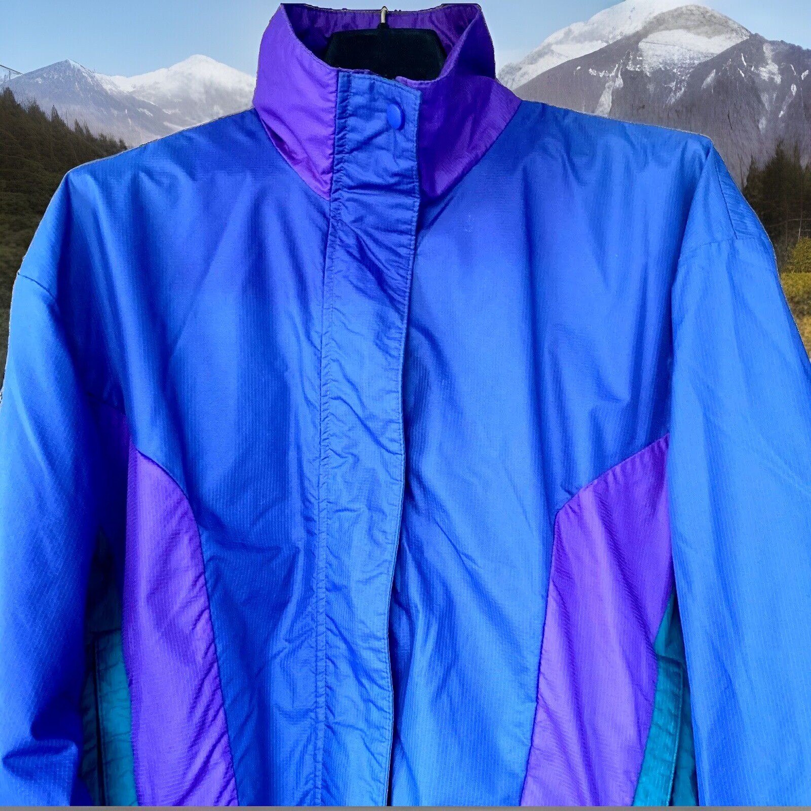 VTG Ripstop Jacket Nylon Full Zip Colorway Windbreaker Womens SMALL USA 80s