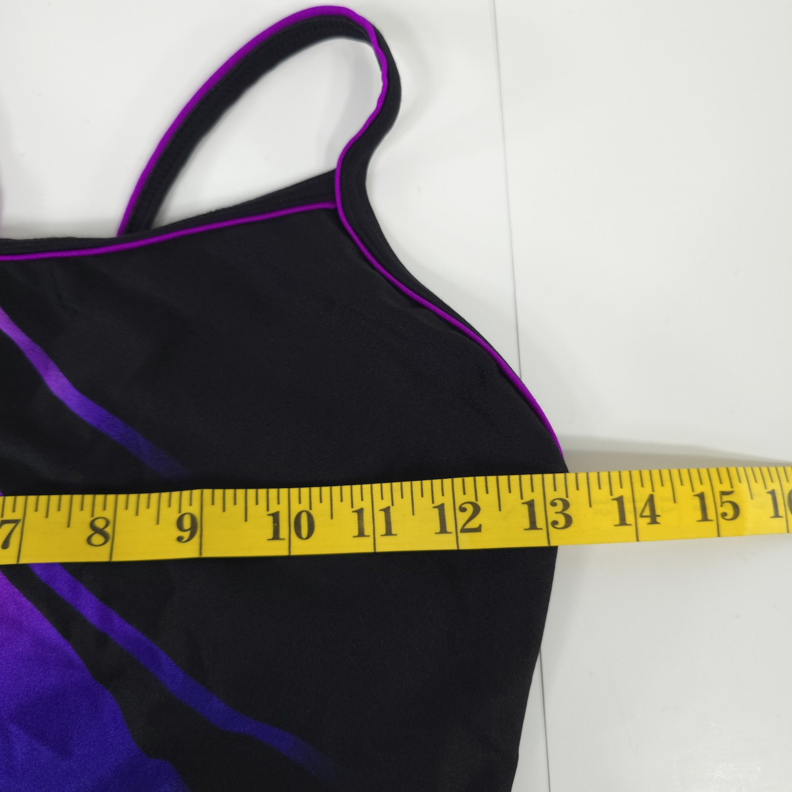 VINTAGE SPEEDO SWIMSUIT WOMENS SIZE 34 / 10 BLACK PINK PURPLE WIRE FREE UNPADDED