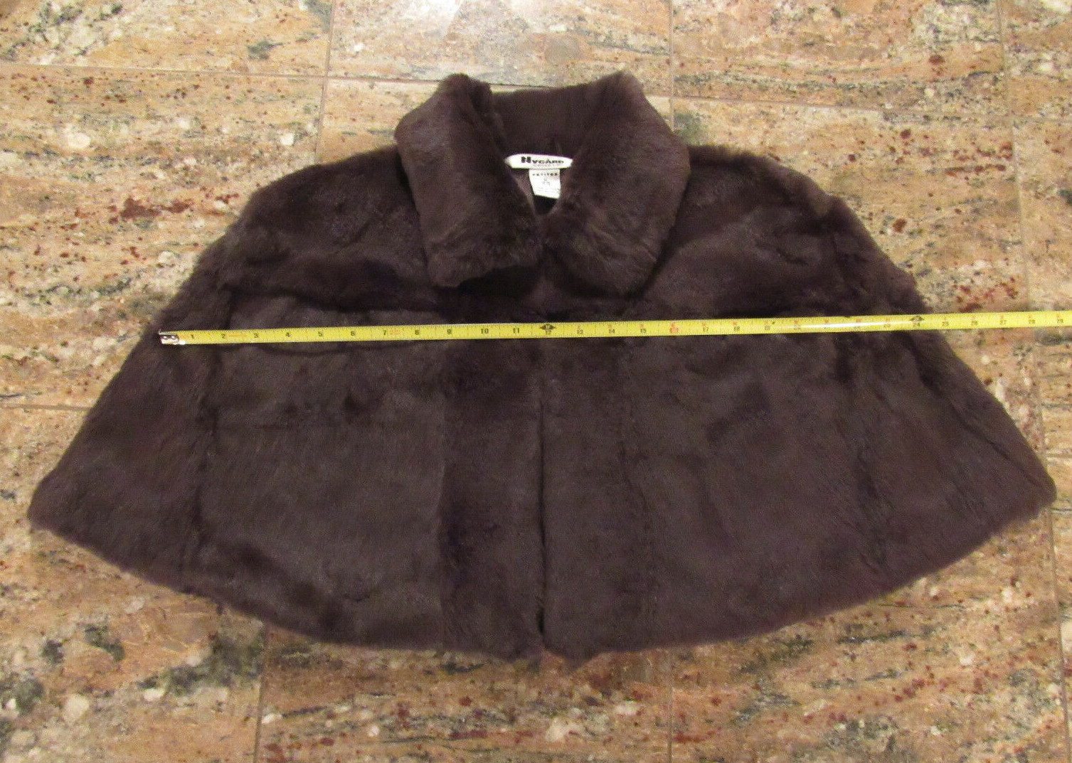 VTG 1990 2000s? NYGARD COLLECTION ANGORA RABBIT FUR CAPE PETITE 10-12 DARK MOCHA