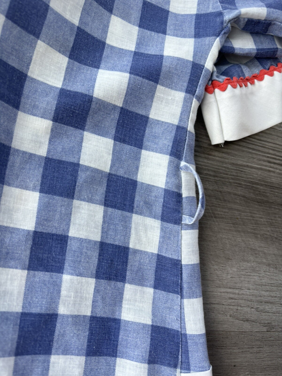 Vintage JCPenney Blue Check Cotton Robe Womens Size M Belted Pockets Americana