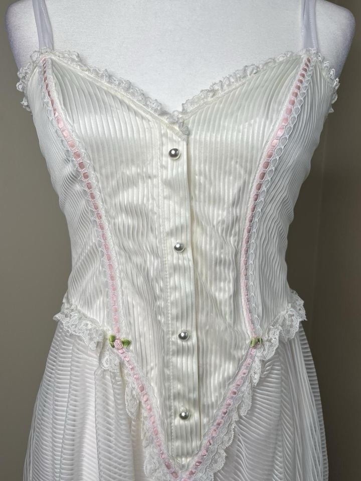 Beautiful Vintage White And Baby Pink Corset Dress Size Small