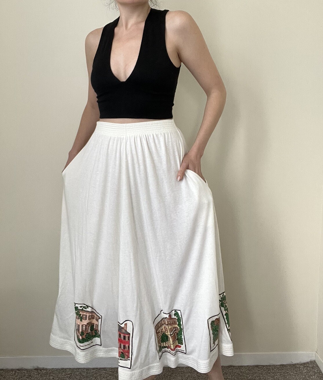 Vintage Savannah Georgia Historic Homes Handmade Circle Skirt Novelty 1990s