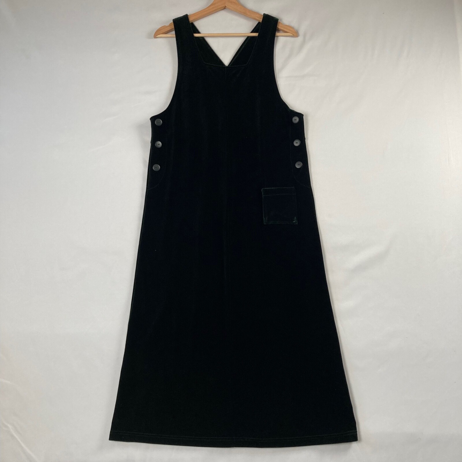 Vintage Jacqueline Ferrar Dress Green Velvet Velour Sleeveless Size 4P Party