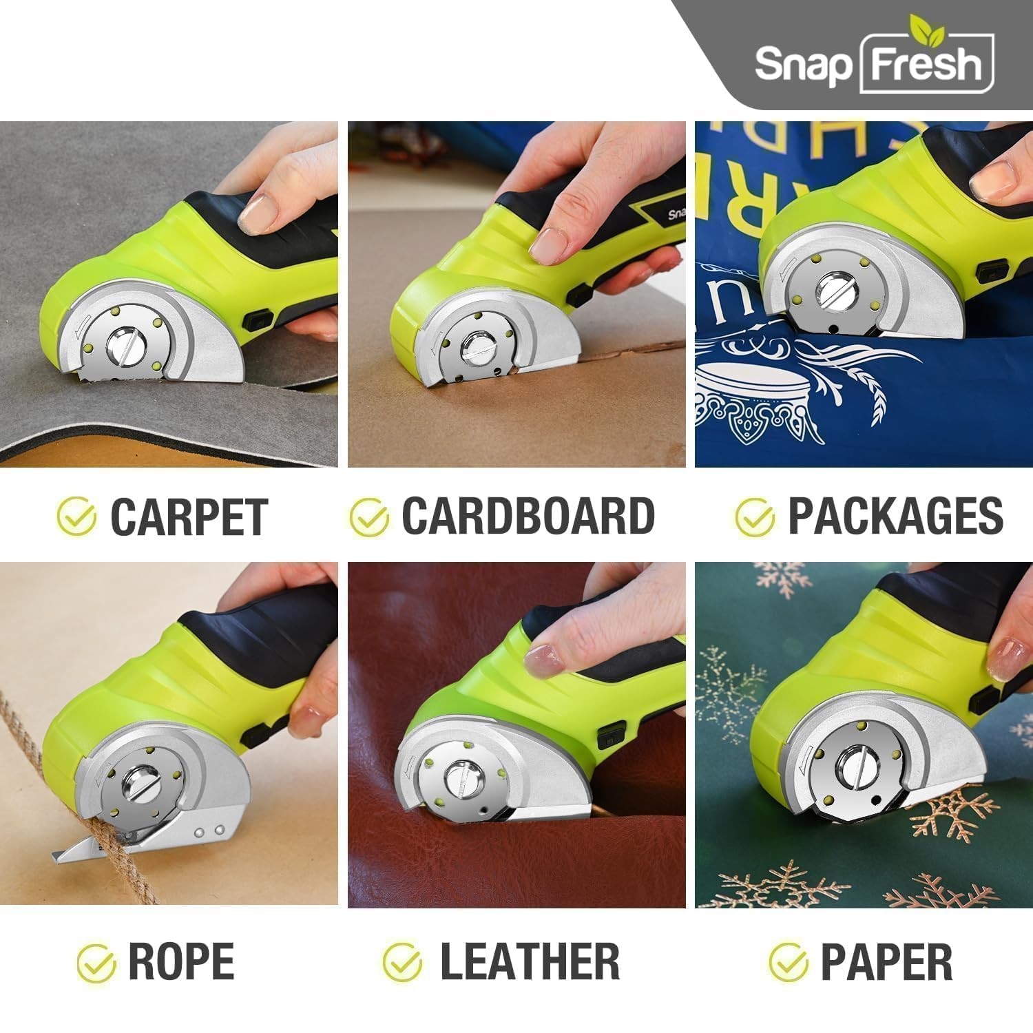 SnapFresh 4V Cordless Electric Scissors Mini Box Cutter Carpet Cardboard Leather