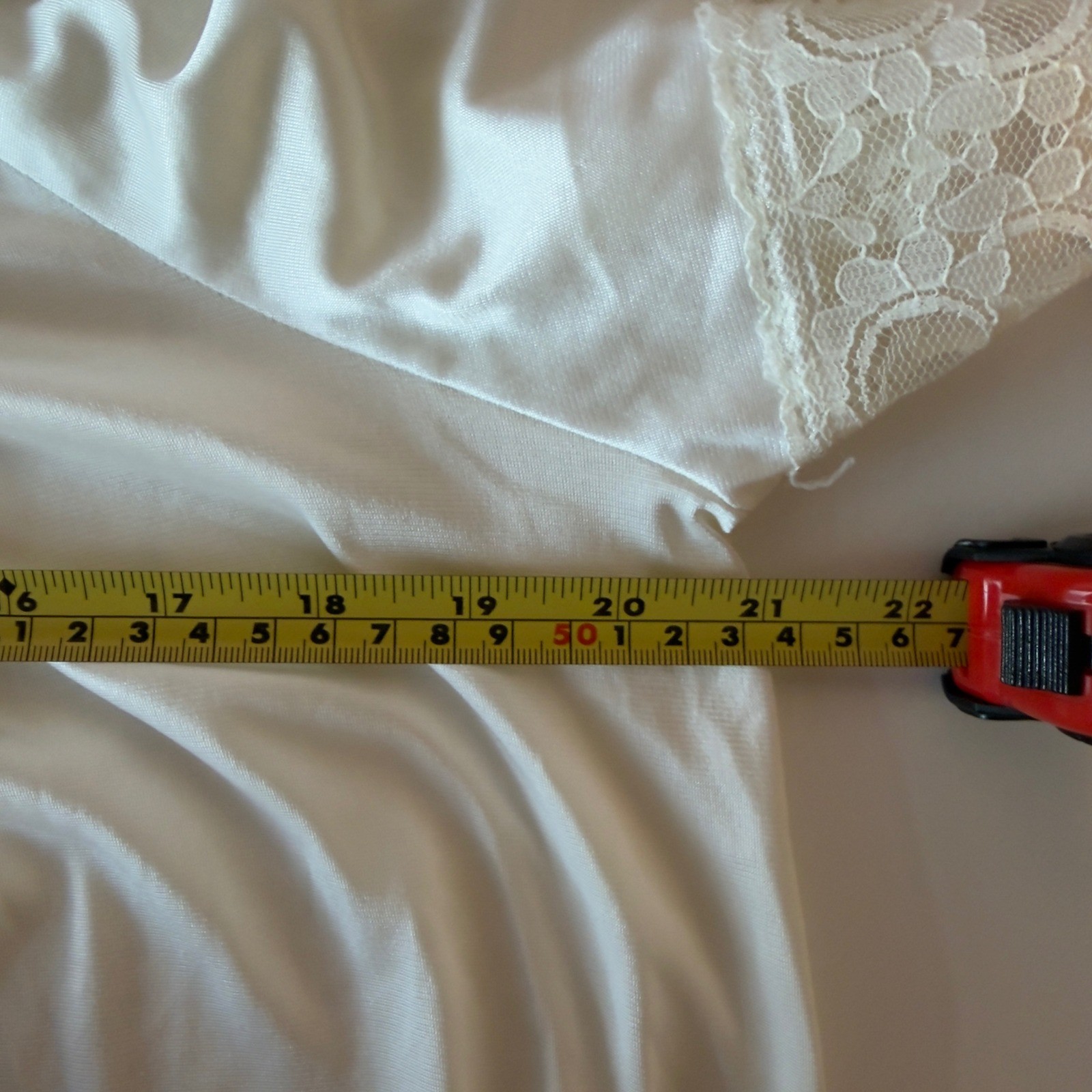Val Mode Lingerie Vintage Deep V-Neck Lace Trim Nightgown Size L White Bridal