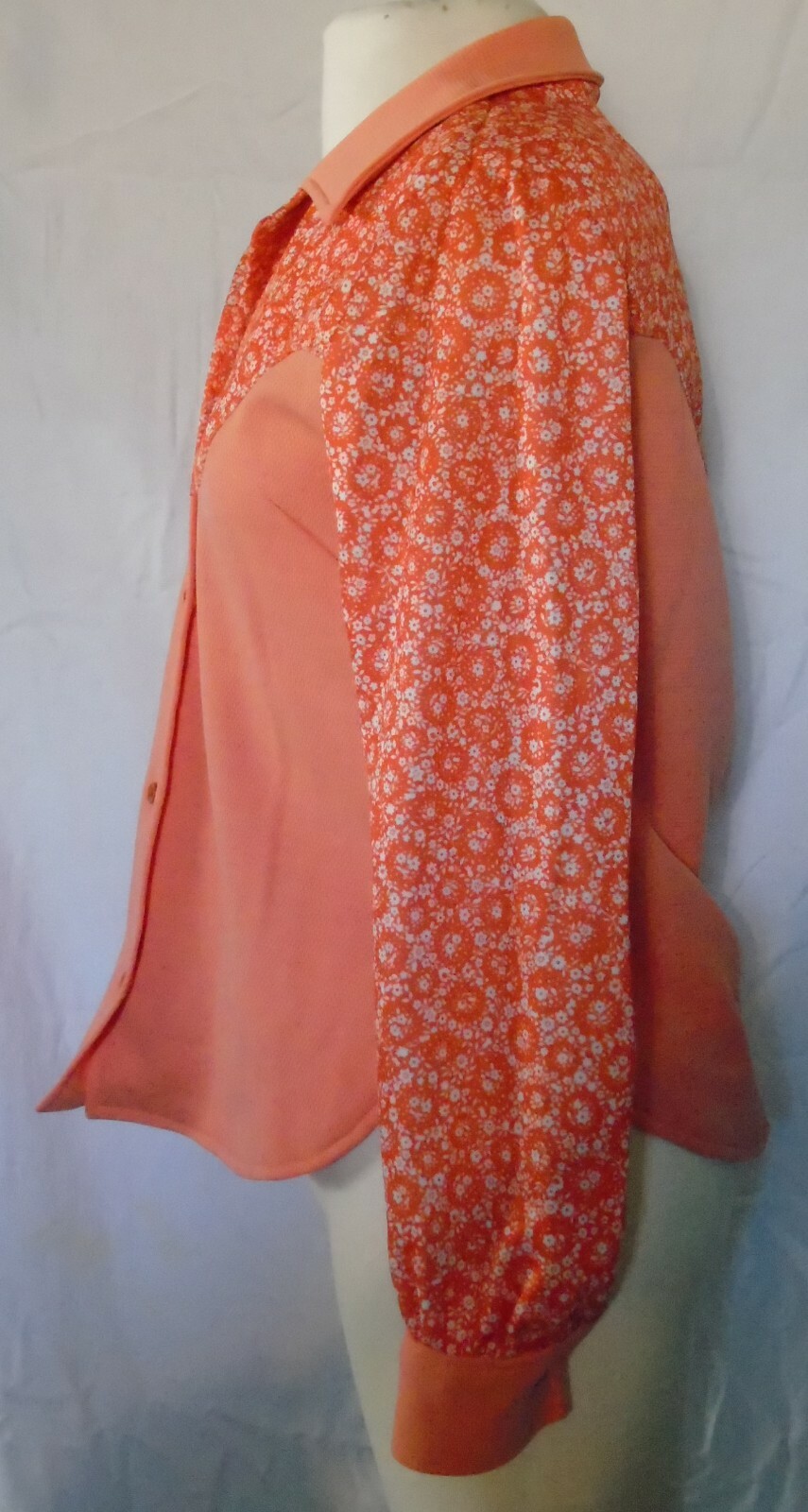 Vtg Polyester Orange Top Shirt Blouse Hand Made Western Look Size Sm Med #4
